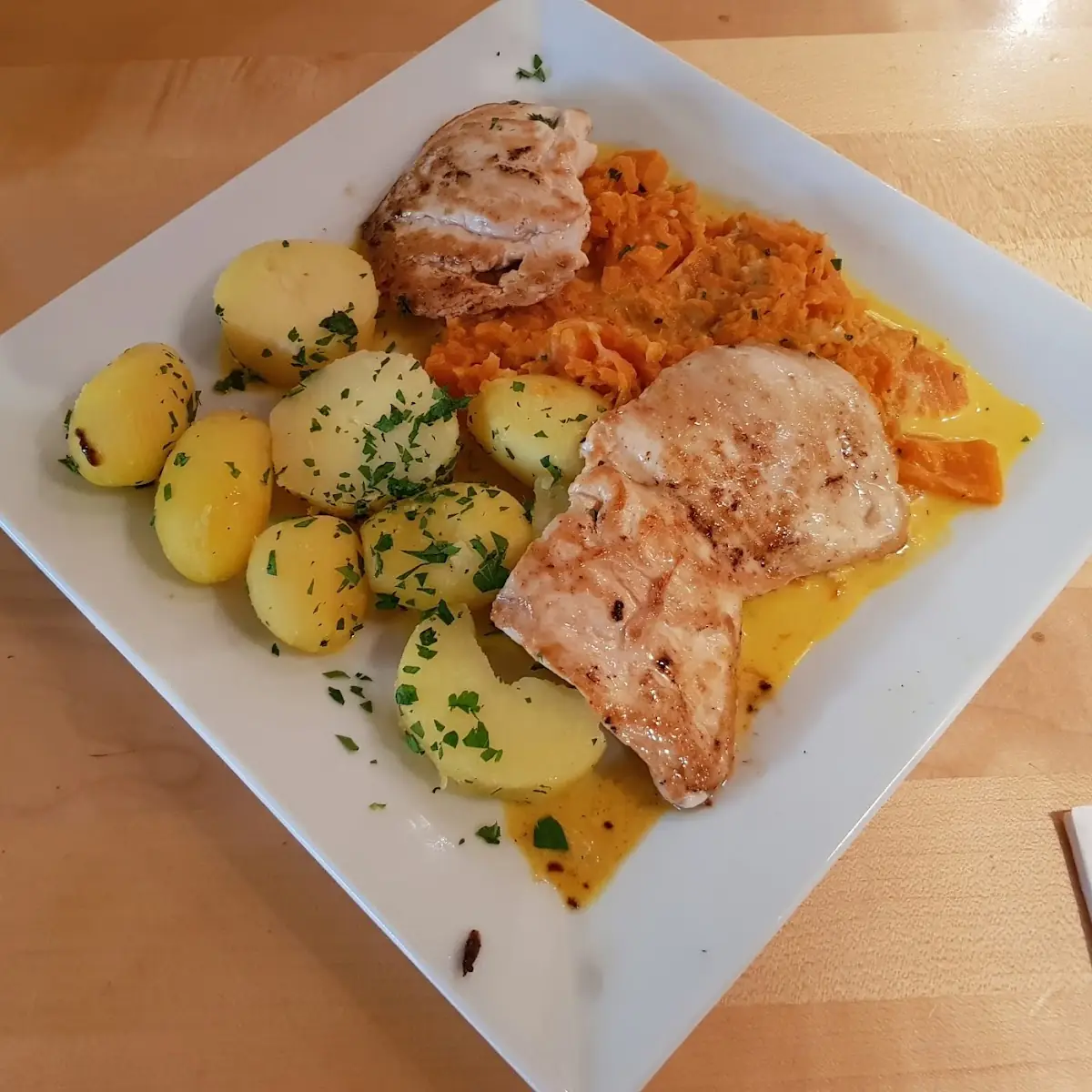 Hühnerschnitzel Mit Kürbisgemüse