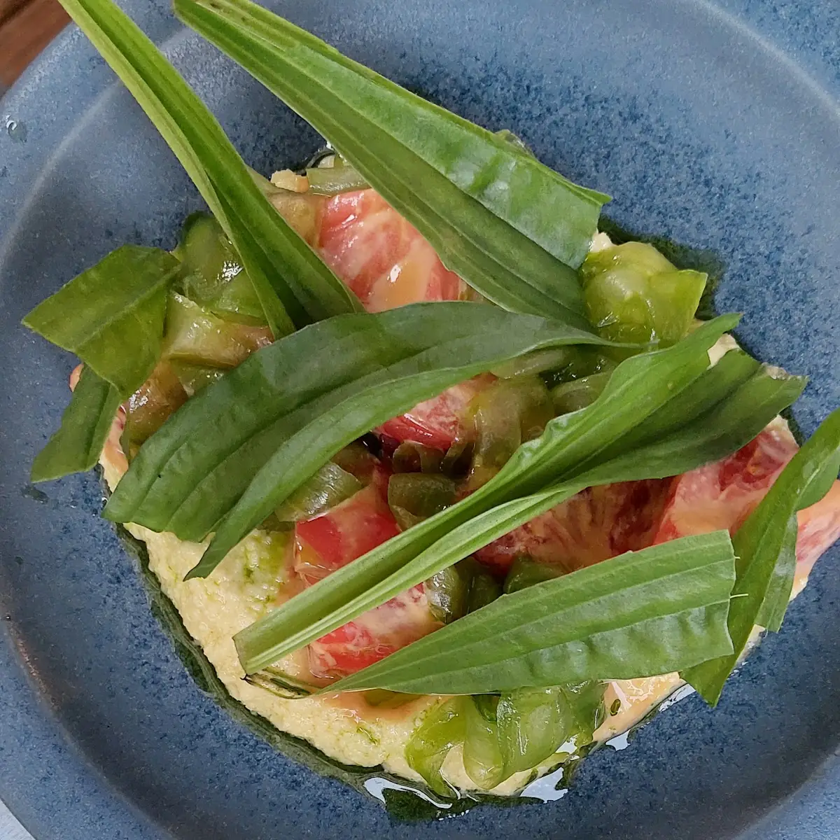 Ochsenherztomate Mandel Miso Gurke, ASPIC
