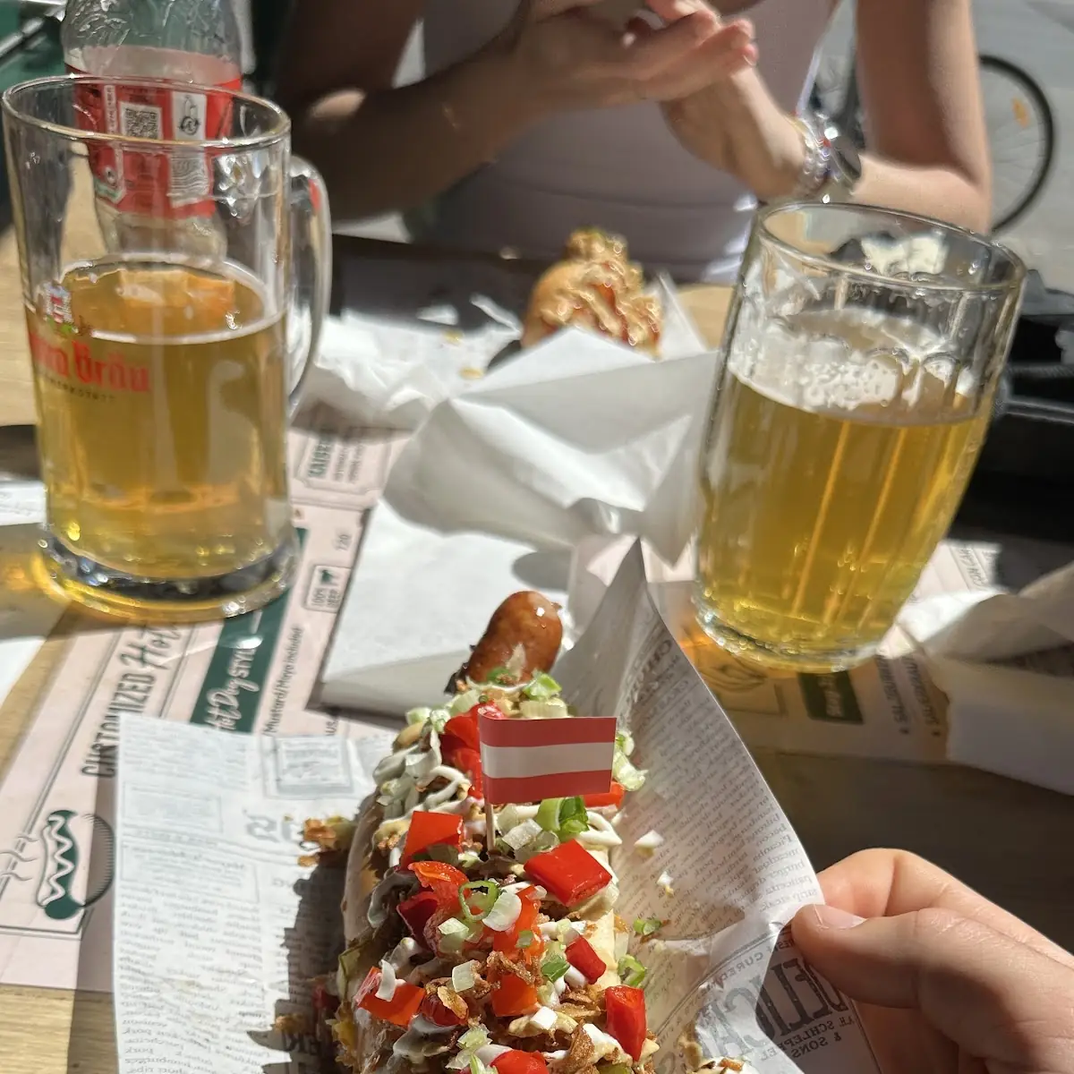 New York Hot Dog with Onions and Sauces