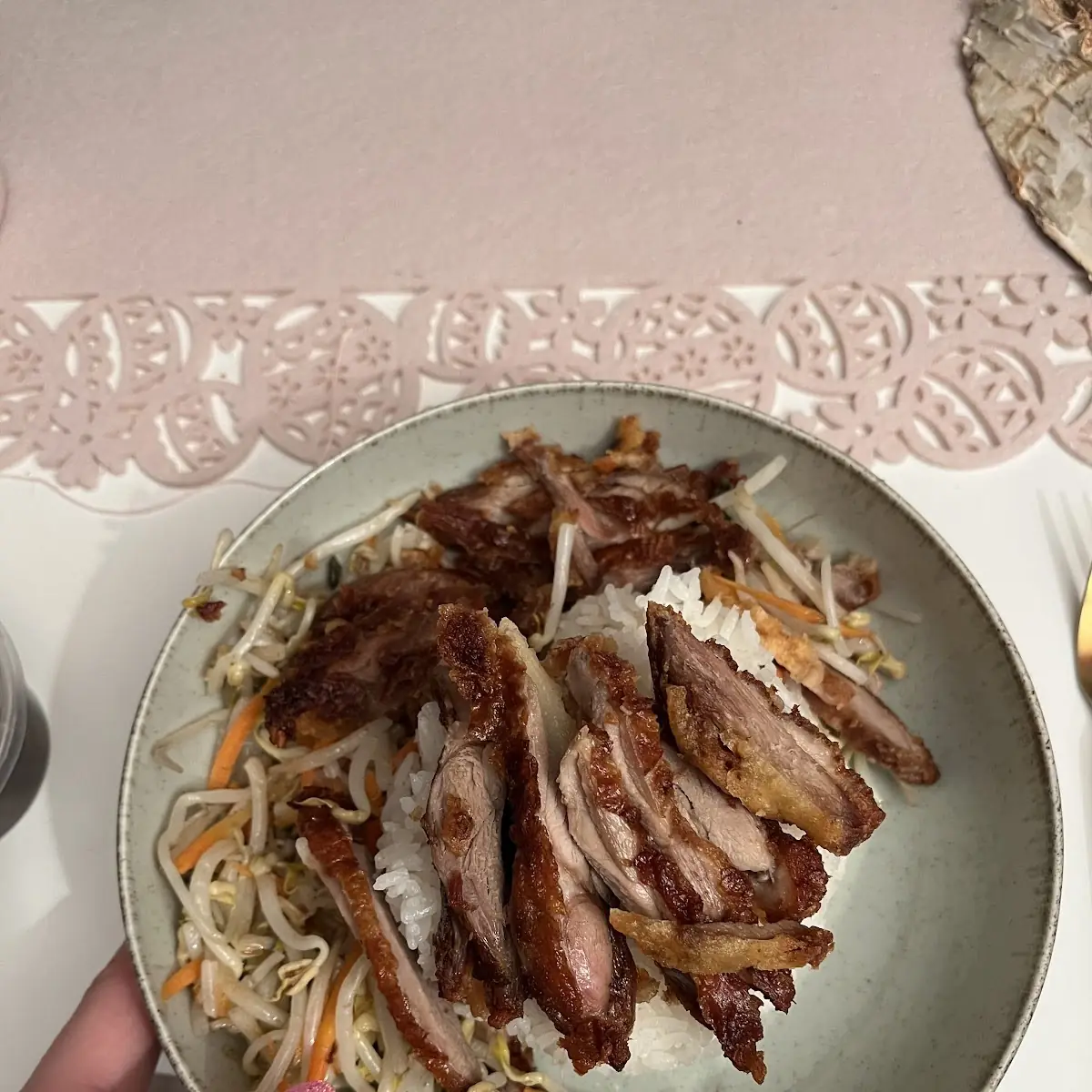 Knusprige Ente Auf Sojasprossen