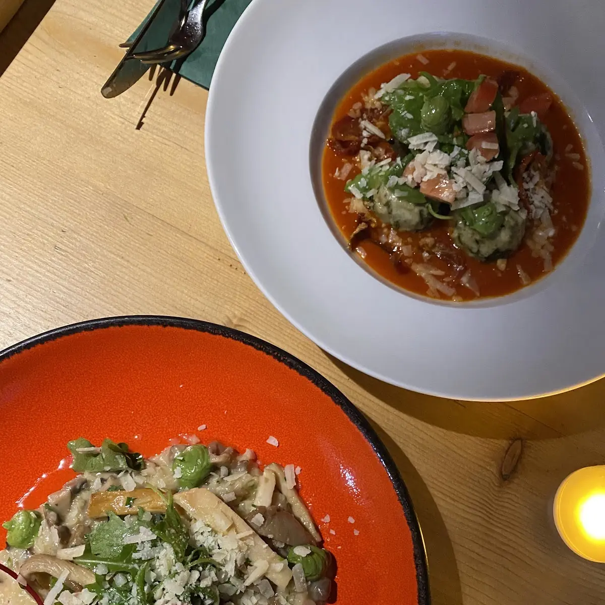 Schwammerlrisotto & Käse-spinat-knödel