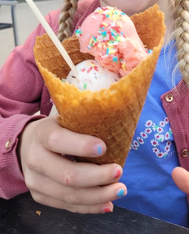 Erdbeer- Und Stracciatella-eis In Der Leckeren Selbstgemachten Waffe