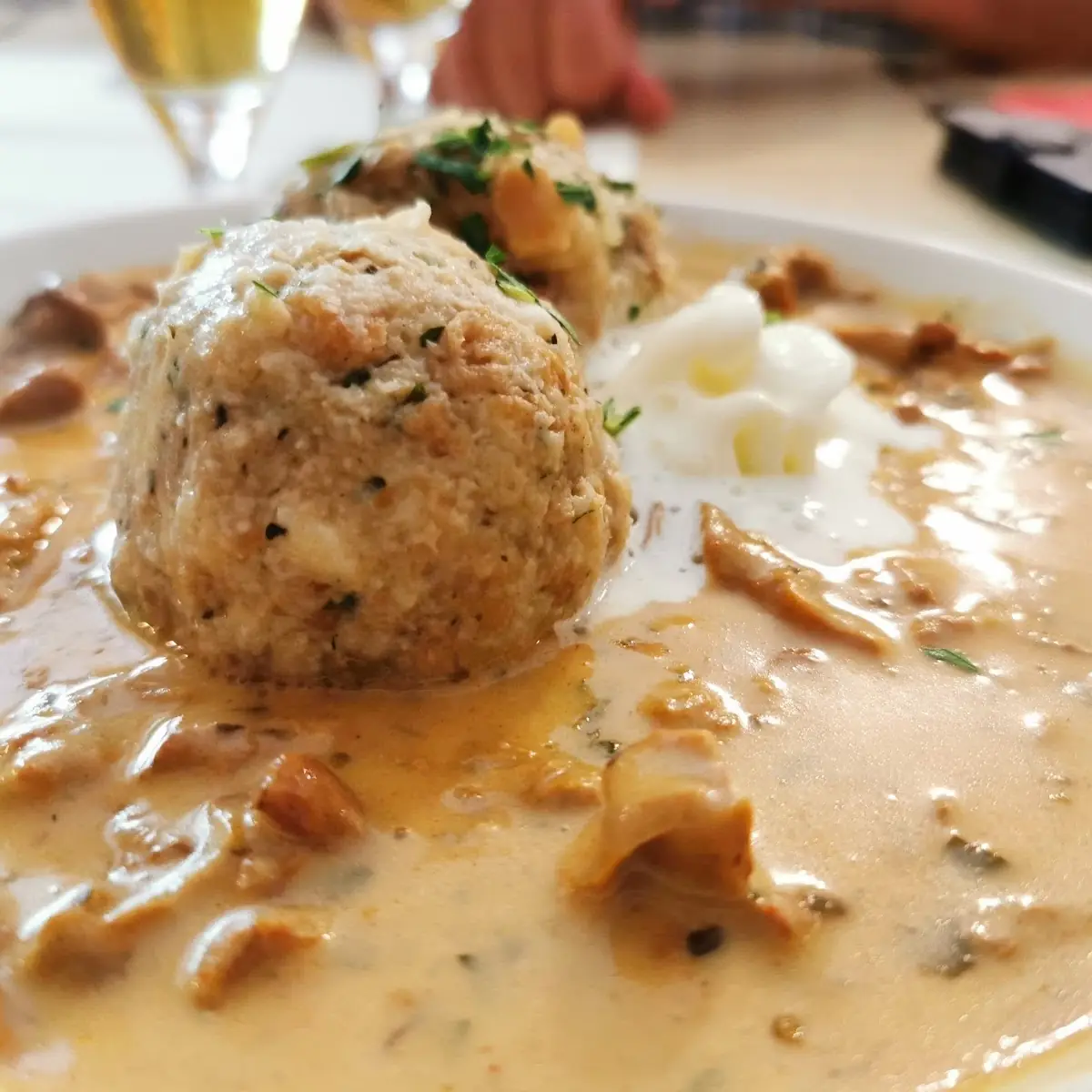 Eierschwammerlragout Mit Serviettenknödel