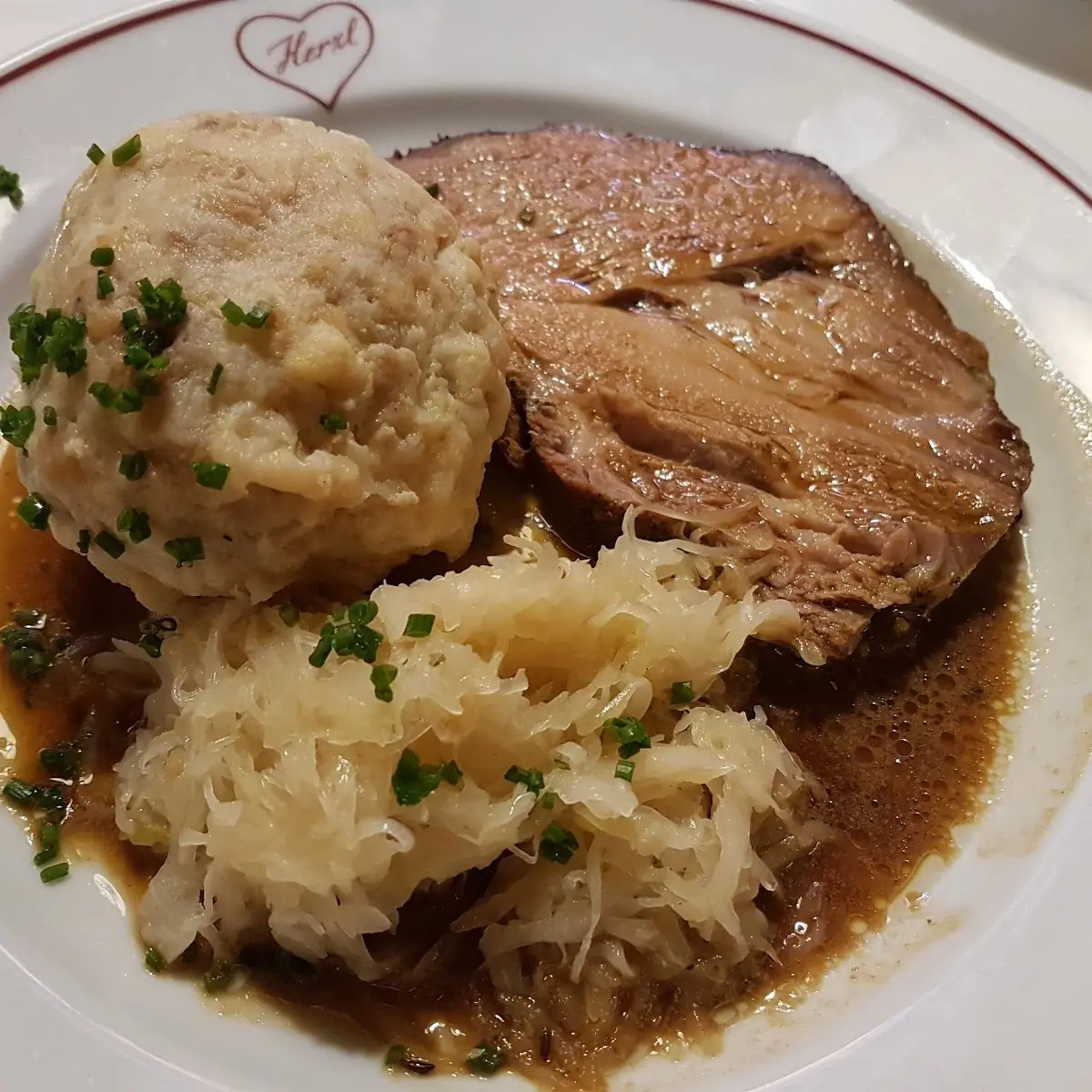 Oven Fresh Roast of Pork with Dumpling and Cabbage