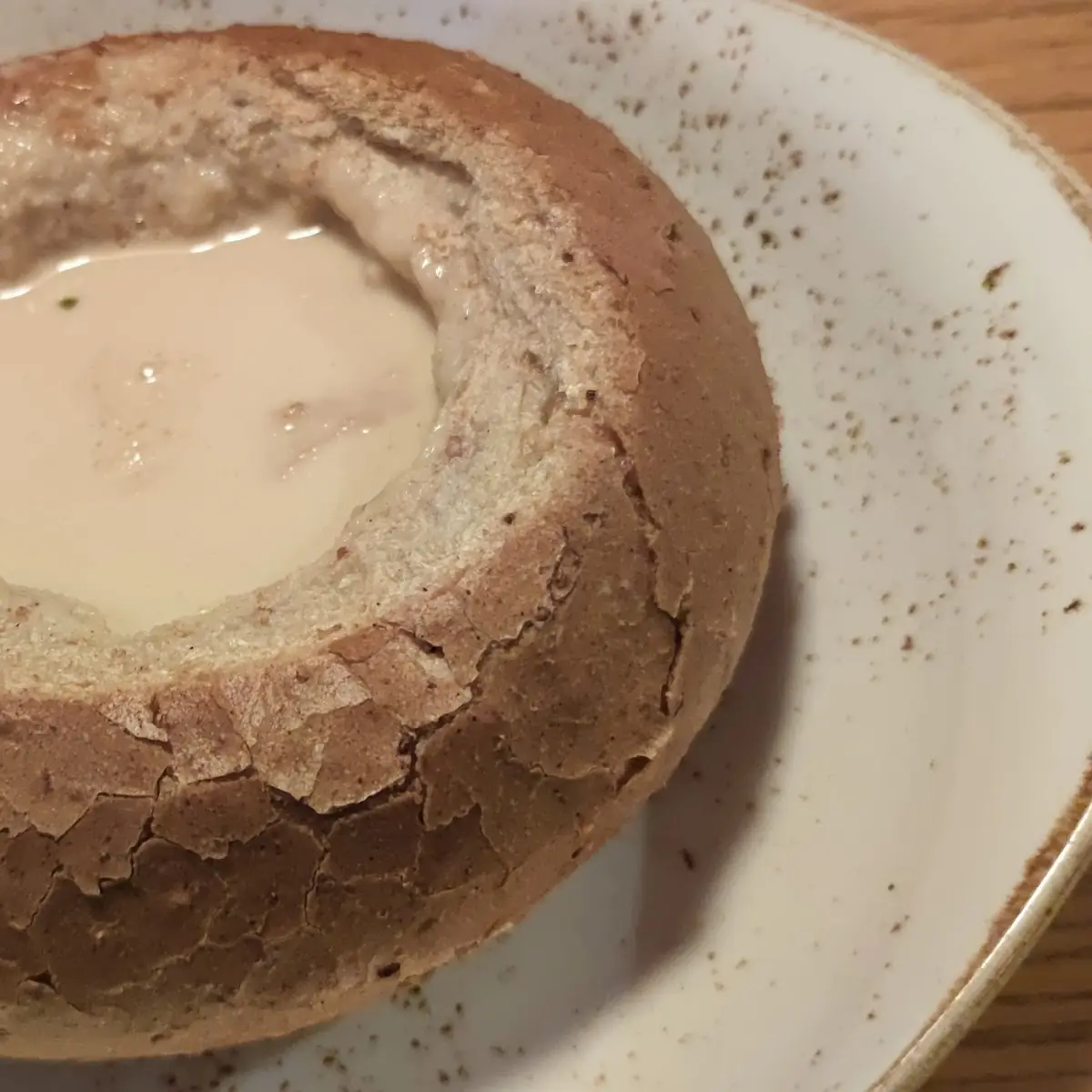 Garlic Soup Served in a Bread Bowl