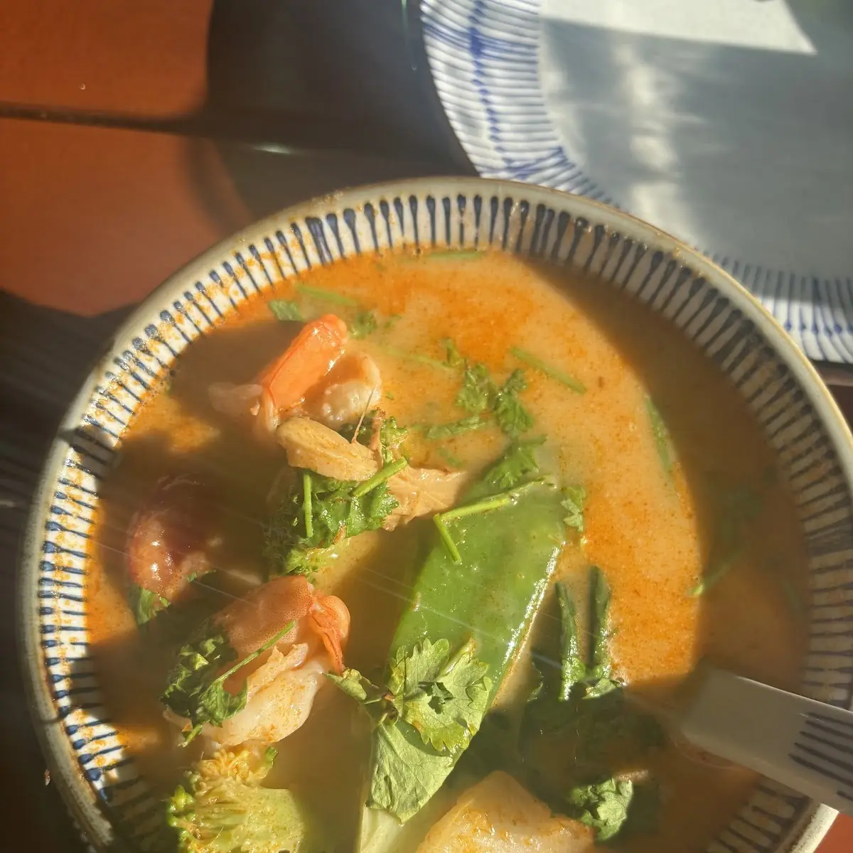 Tom Yum Kung Suppe mit Garnelen