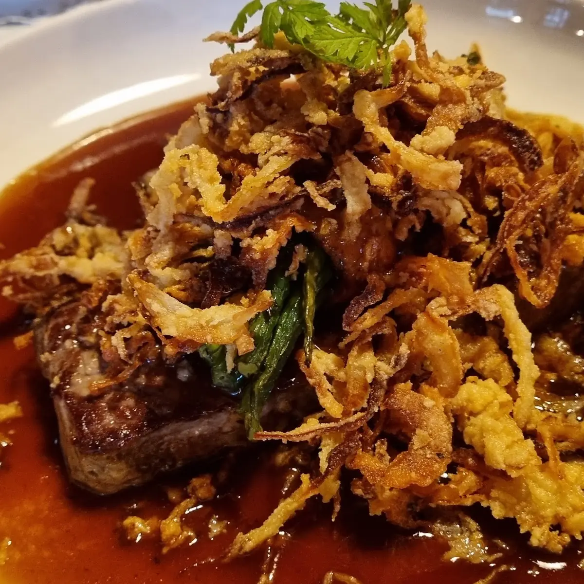 Zwiebelrostbraten Mit Speckbohnen