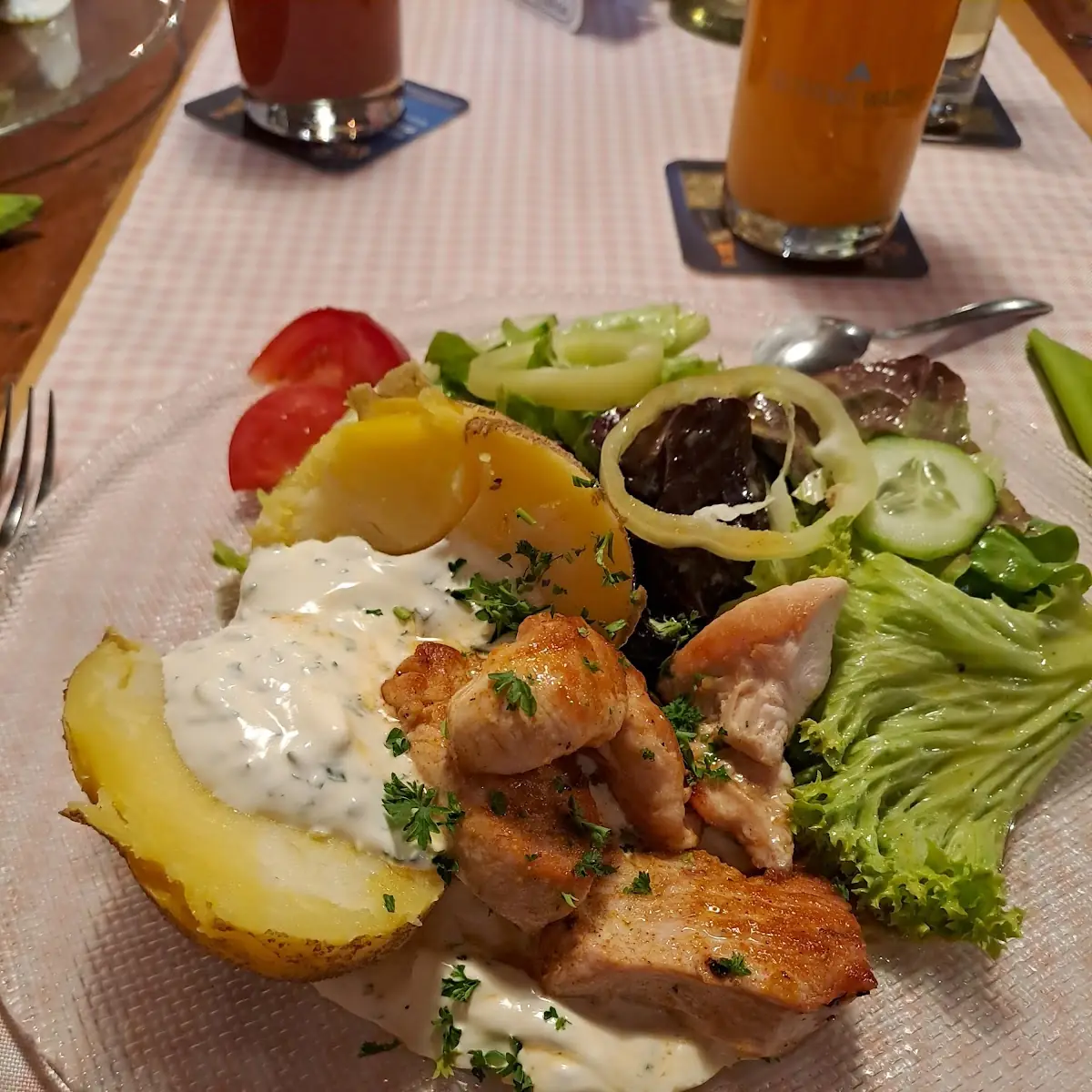 Ofenkartoffel Mit Gebratenen Putenfleisch