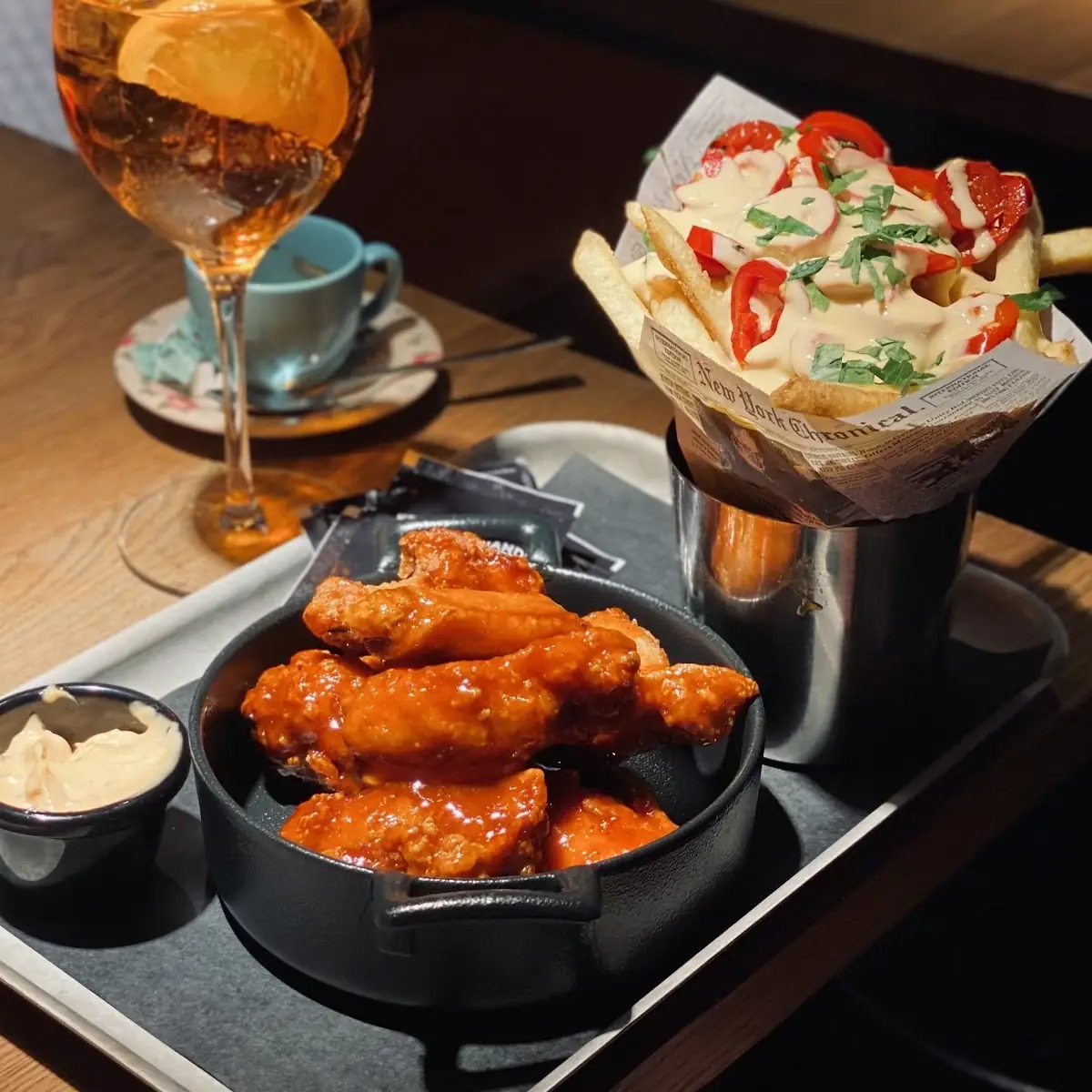 Buffalo Wings and Chili Cheese Fries