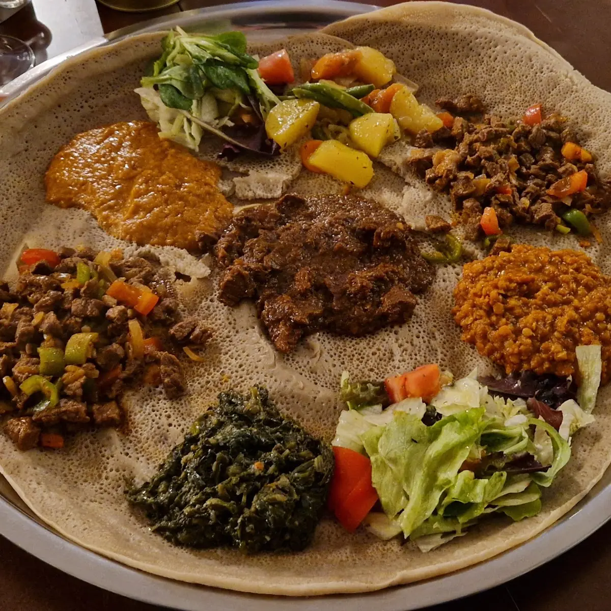 Combination Platter with Injera