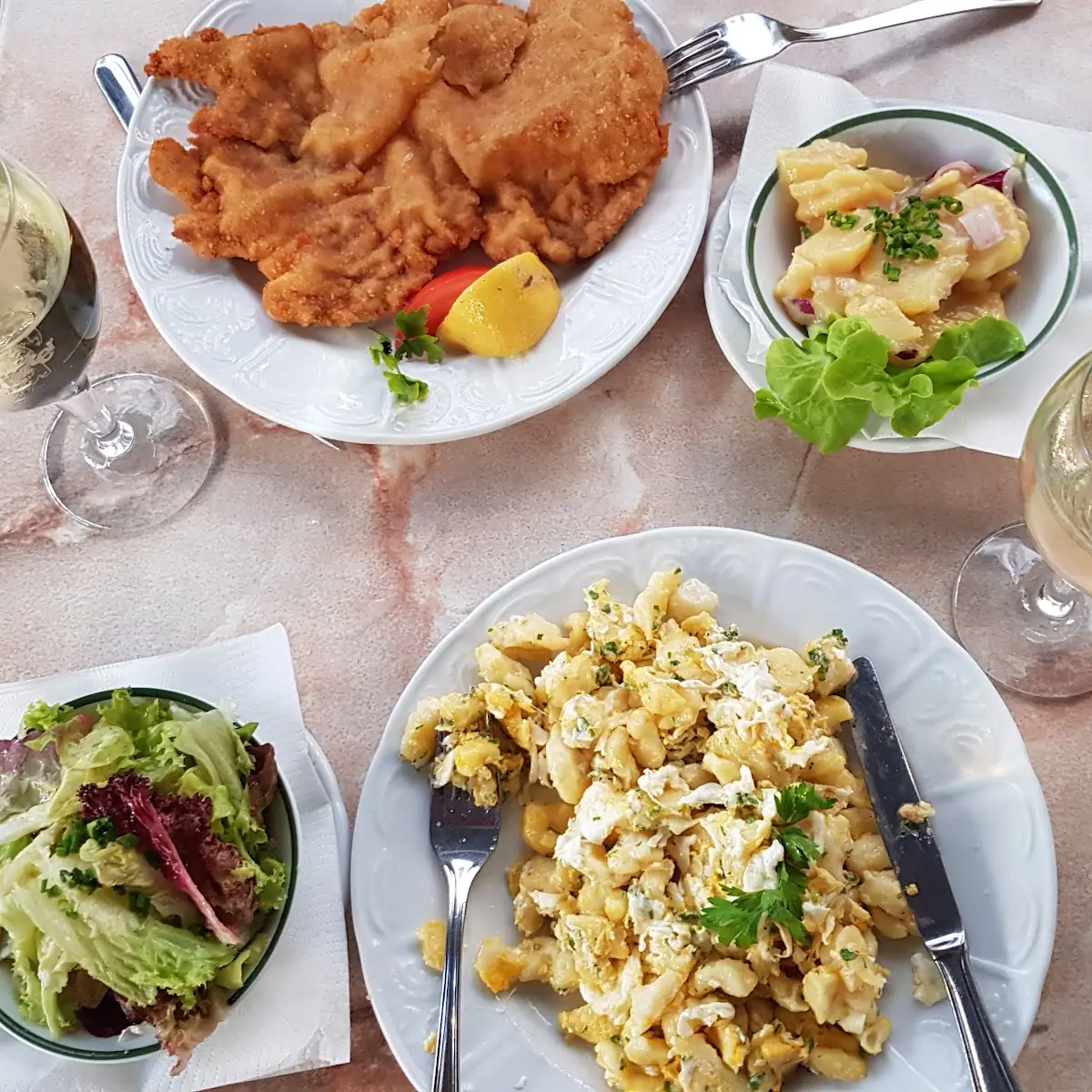 Styrian Fried Chicken Served in a Basket with Salad