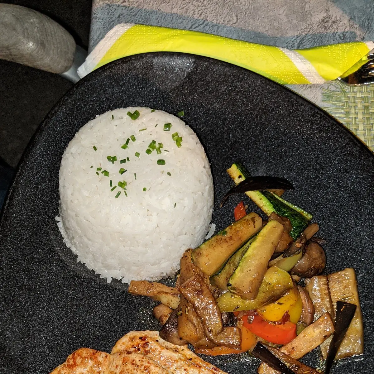 Chicken Steak with Rice and Vegetables