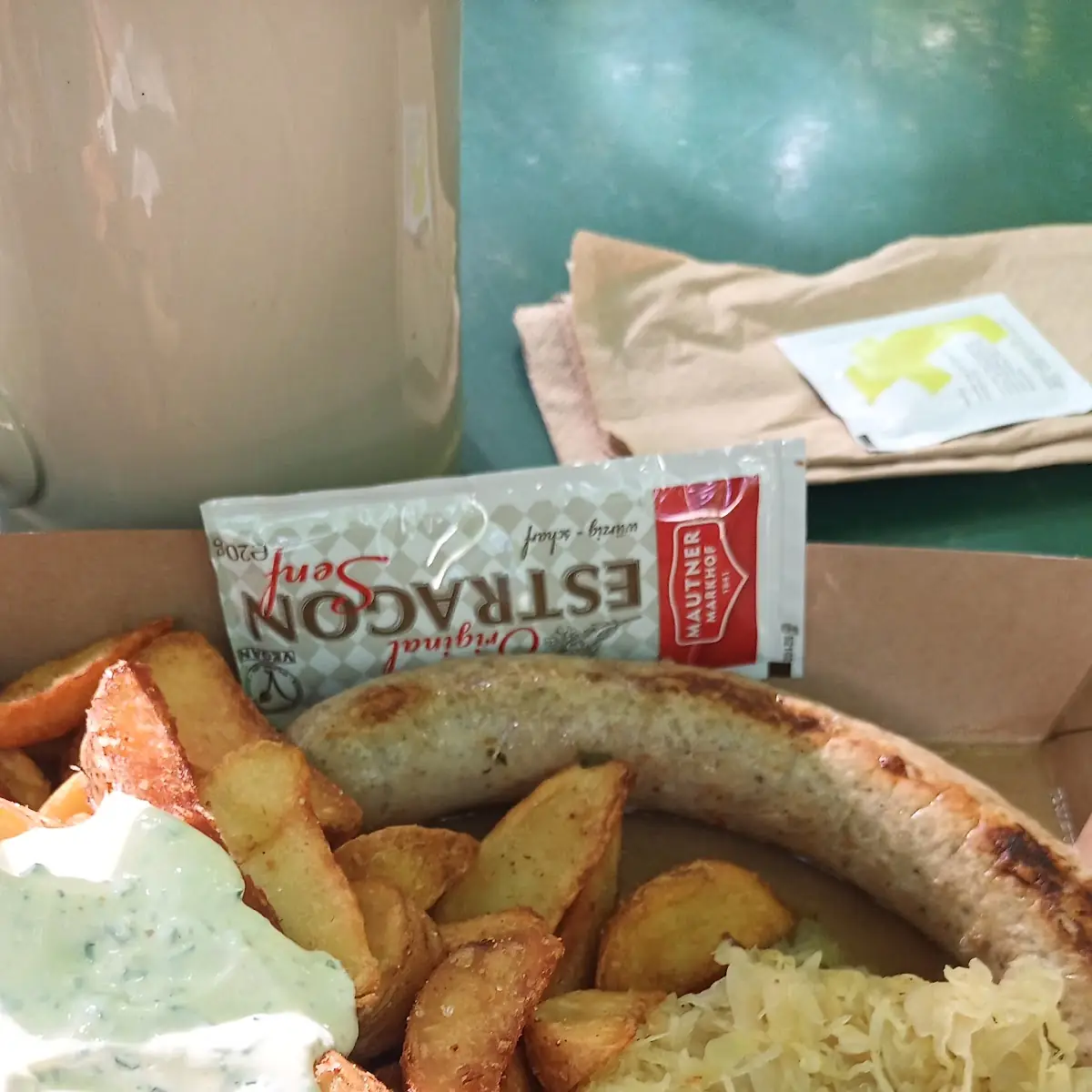 Bratwurst Chips Sauerkraut And Special Sauce