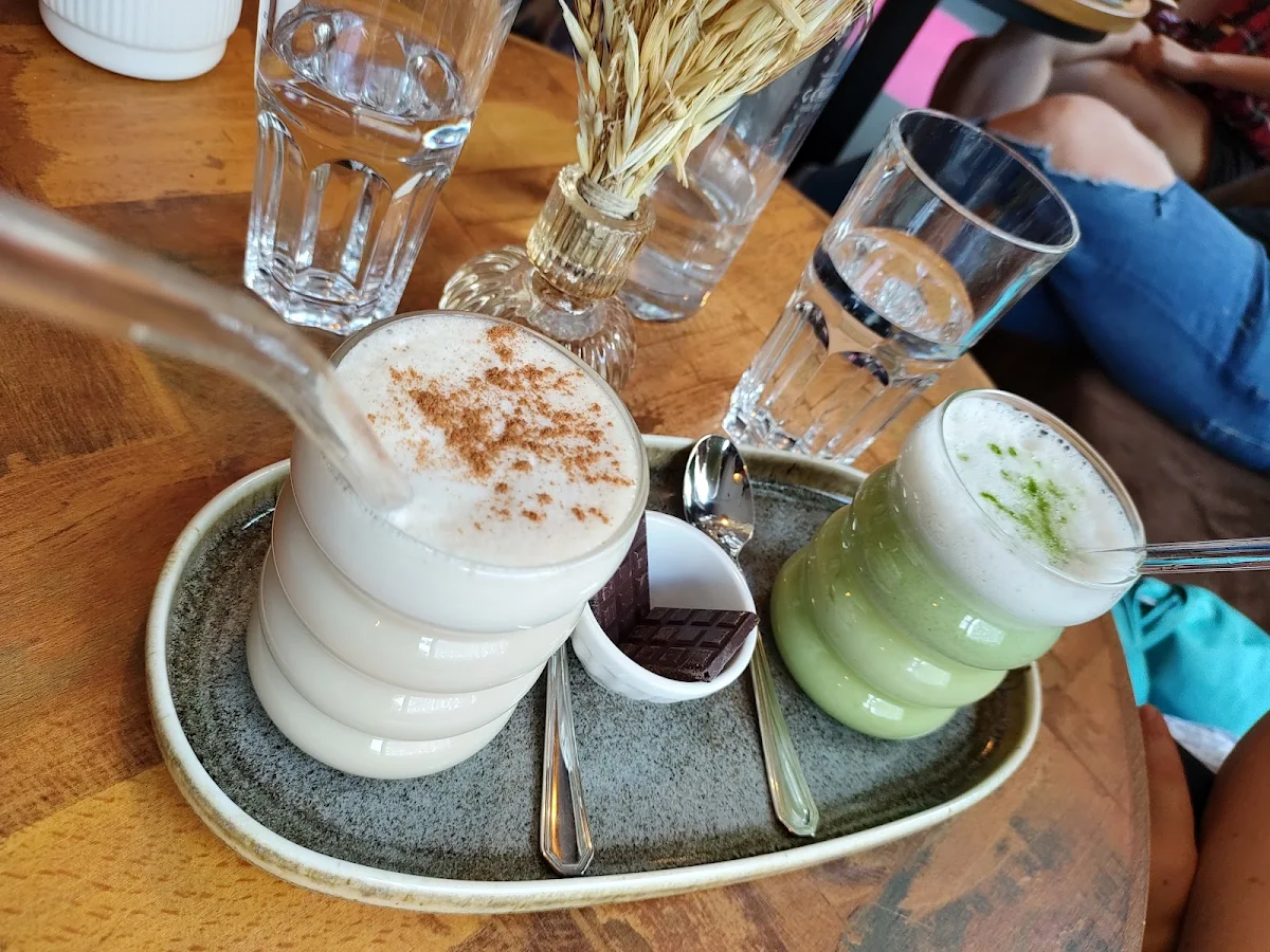 Chai Latte Left and Matcha Latte Right