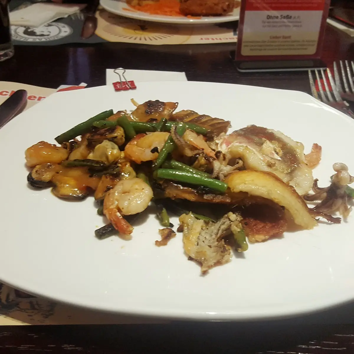 Thai Curry Shrimp with Onion Ring Basket of Onion Rings