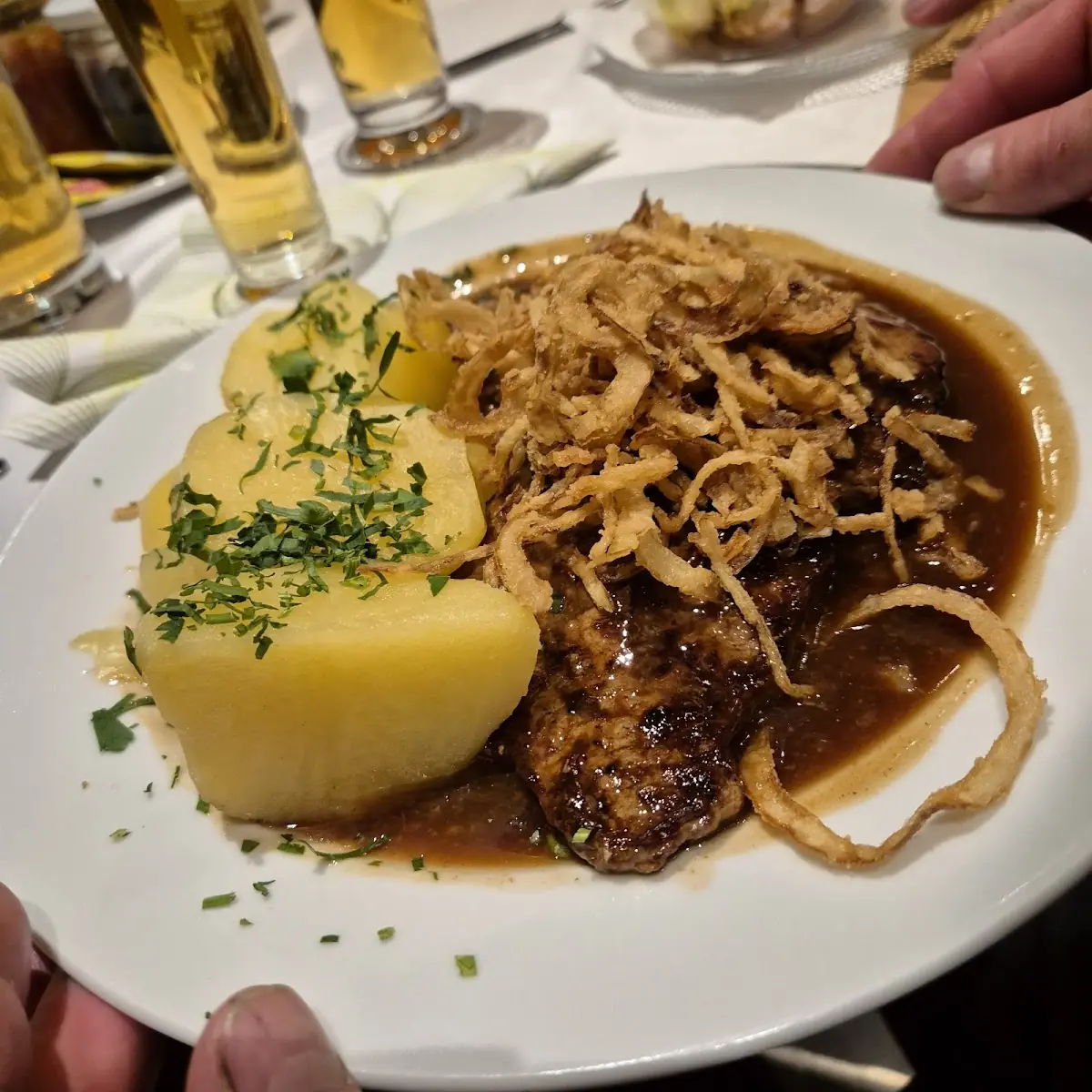 Zwiebel Rost Braten Mit Kartoffeln