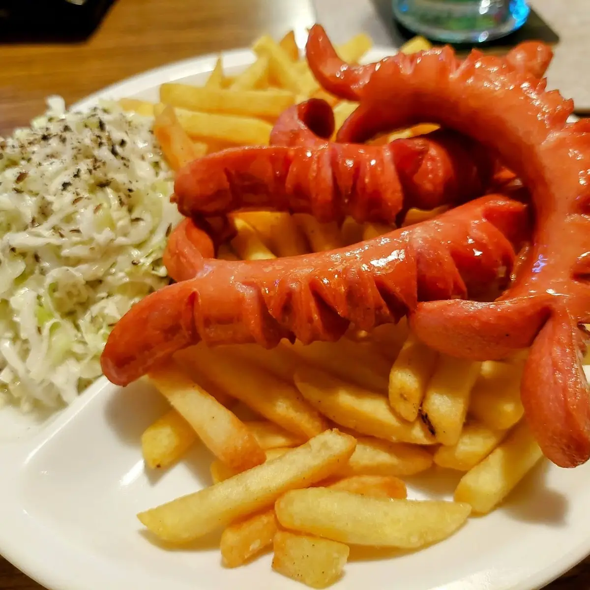Grilled Wurstel With French Fries