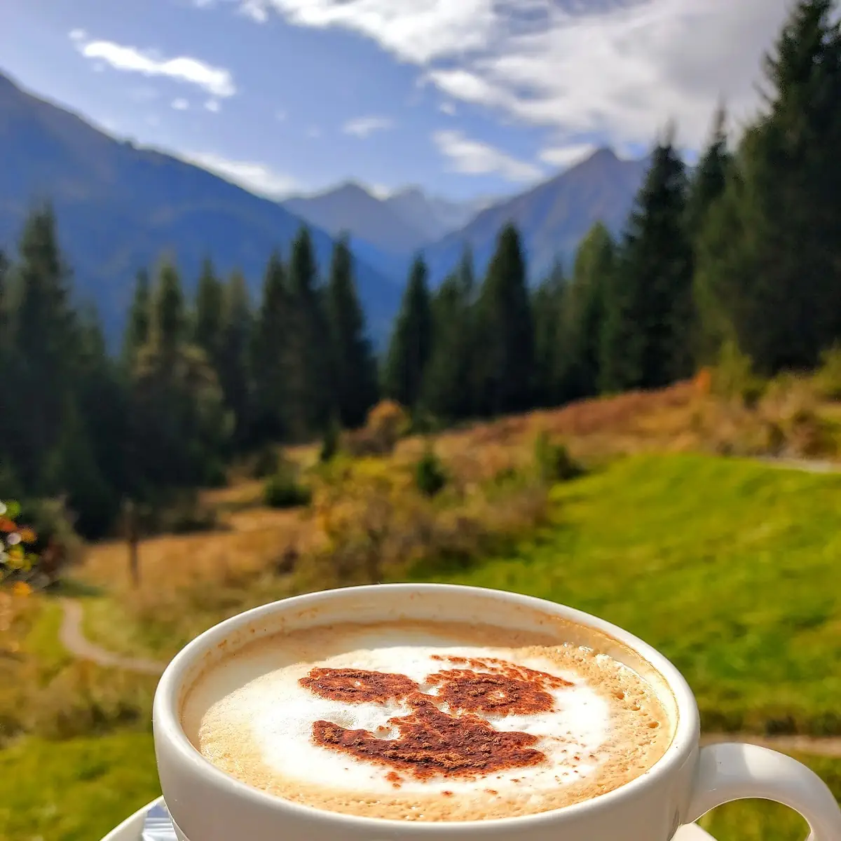 Cappuccino Am Morgen Auf Der Gibler Alm