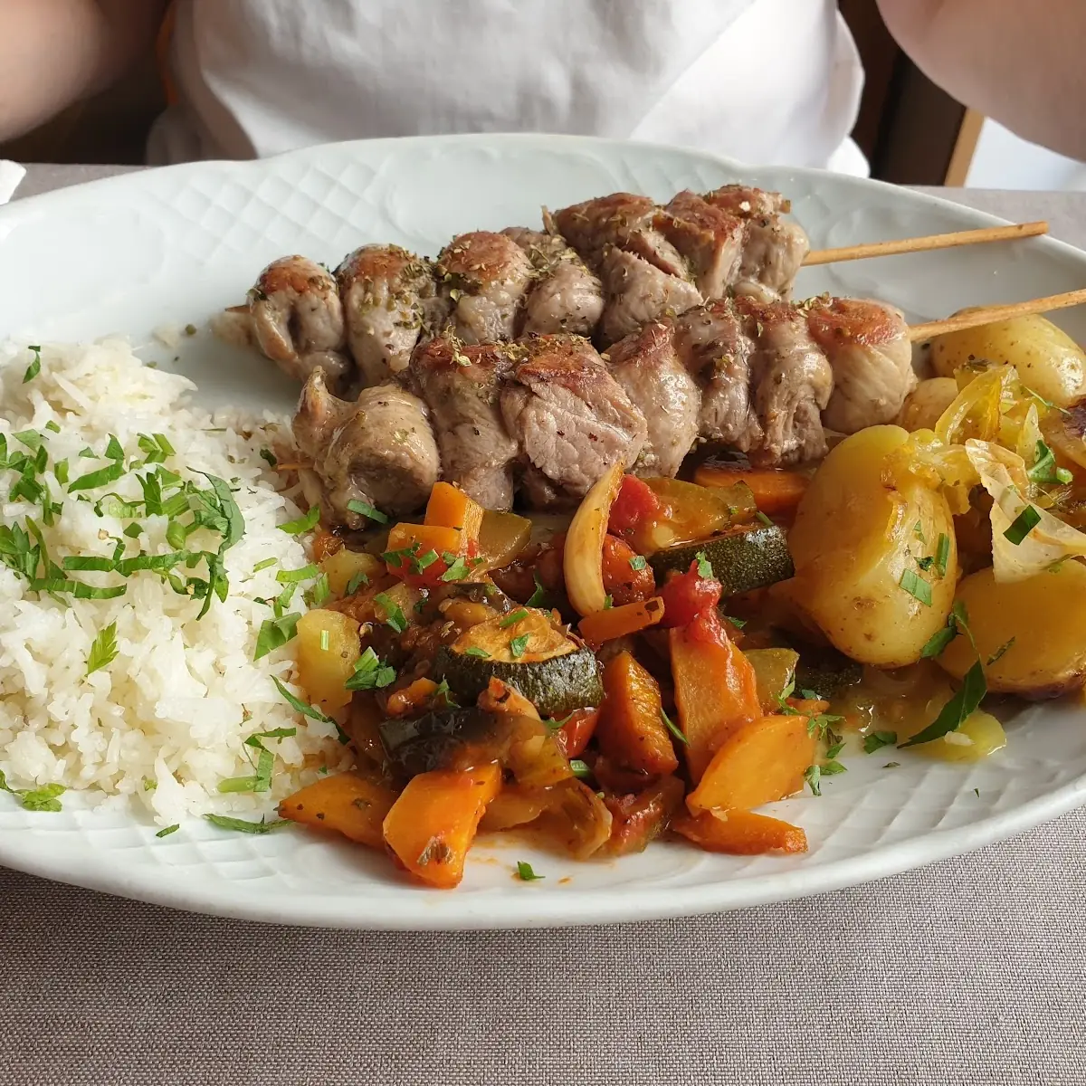 Pork with Rice and Rosemary Potatoes