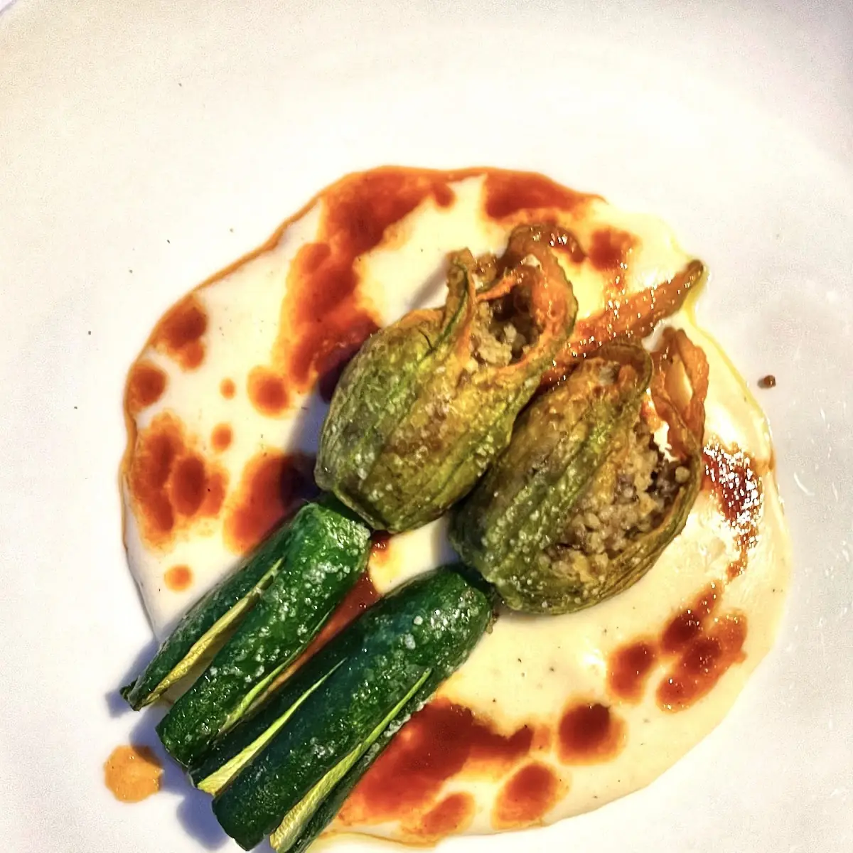 Stuffed Zucchini Flower And Béchamel Sauce