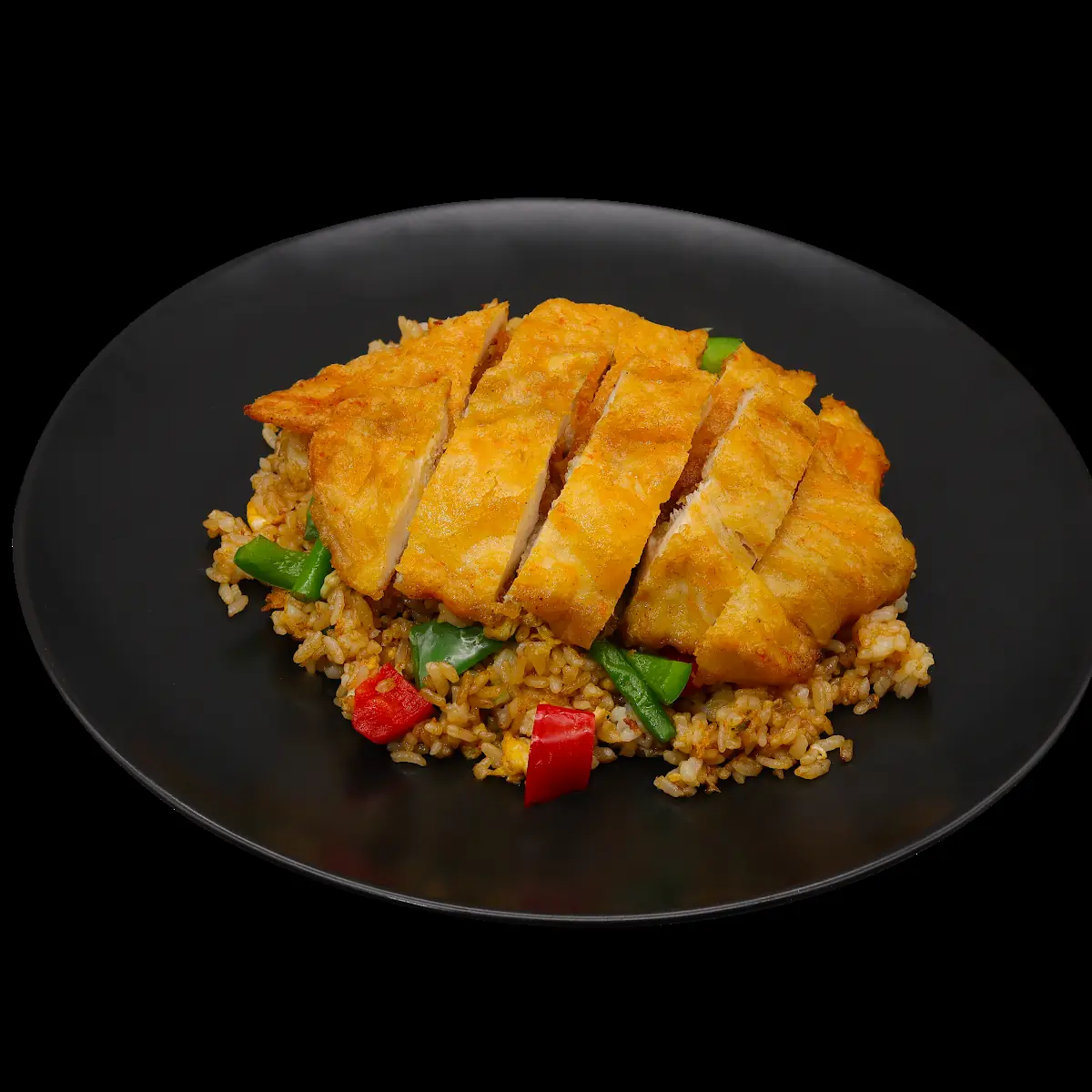 Gebratener Reis Mit Knusprigem Hähnchen