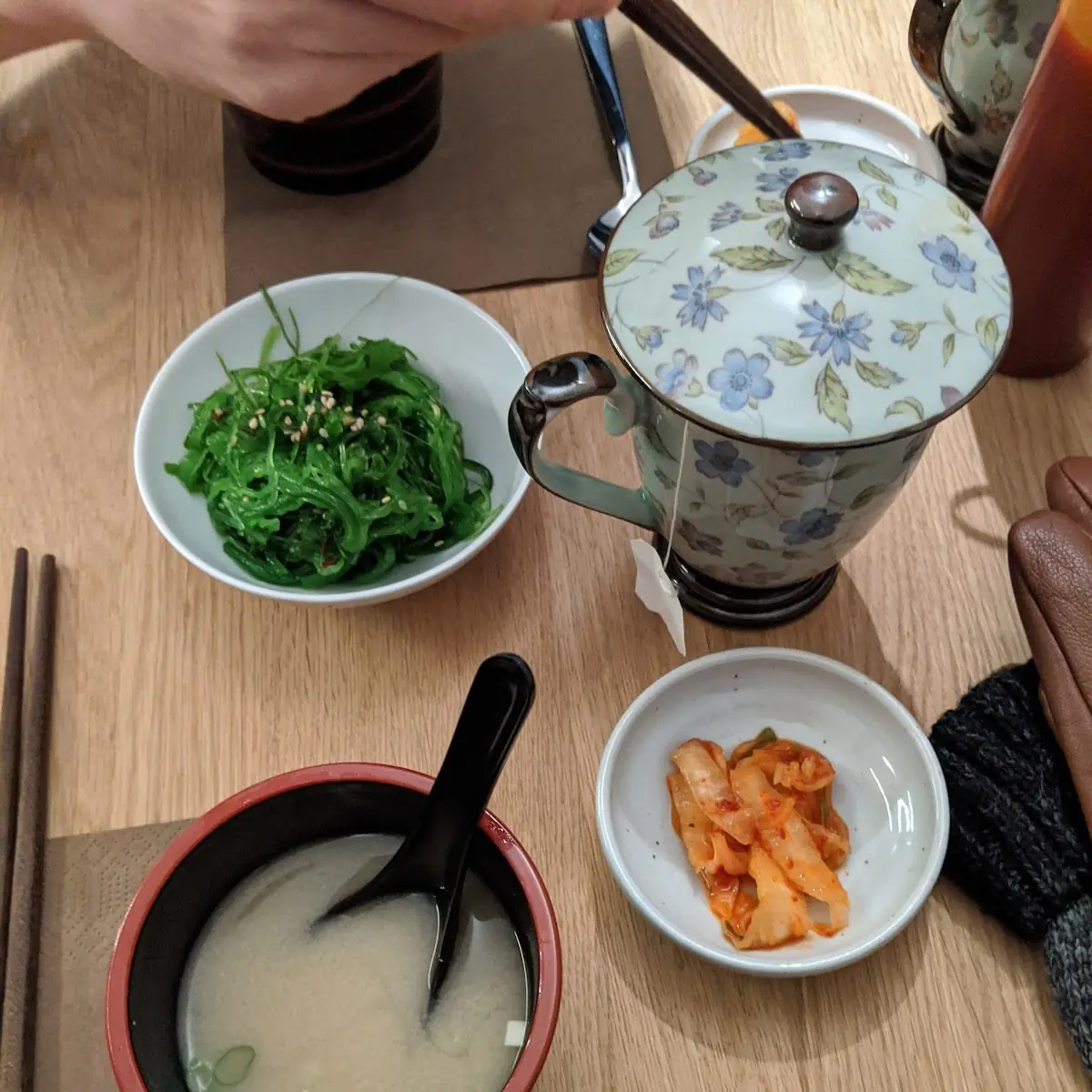 Miso Soup Wakame Salad Kimchi