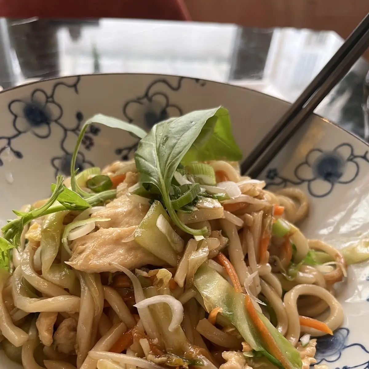 Gebratene Nudeln Mit Huehnerfleisch