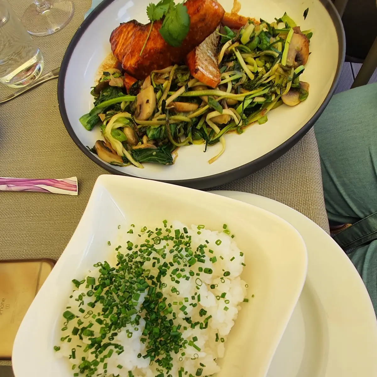 Lachsfilet Pak Choi Gemüse Teryaki Sushireis