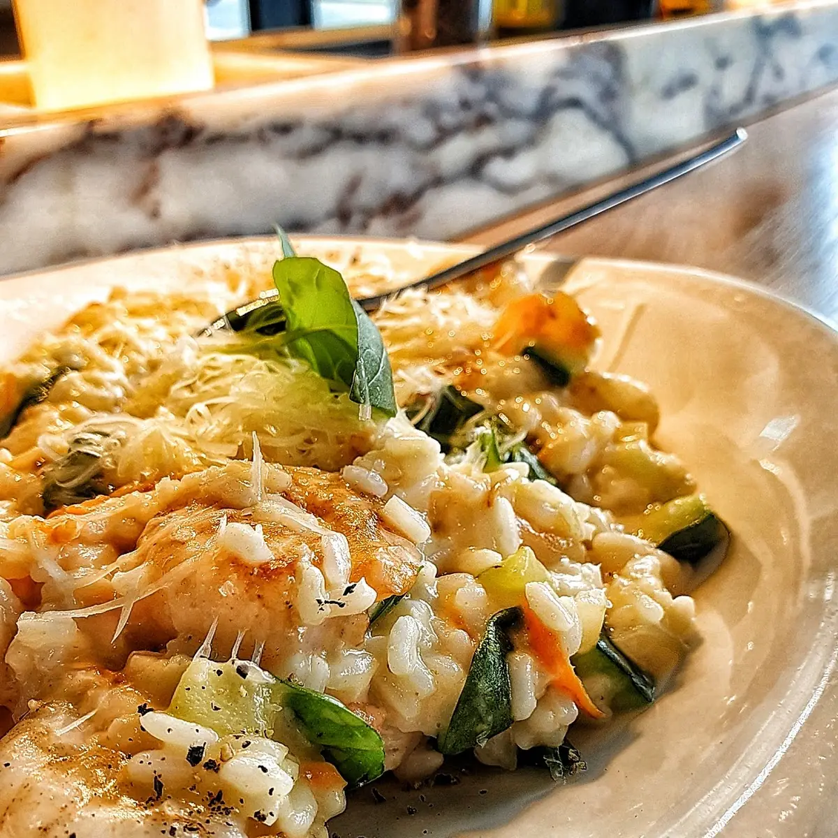 Risotto Mit Zucchini Und Garnelen