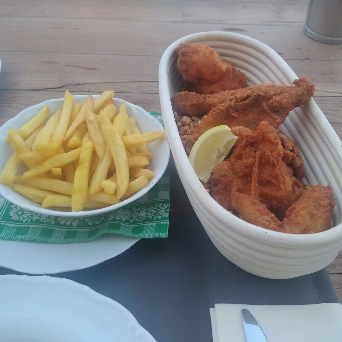Backhendl Ohne Haut Mit Pommes Frites