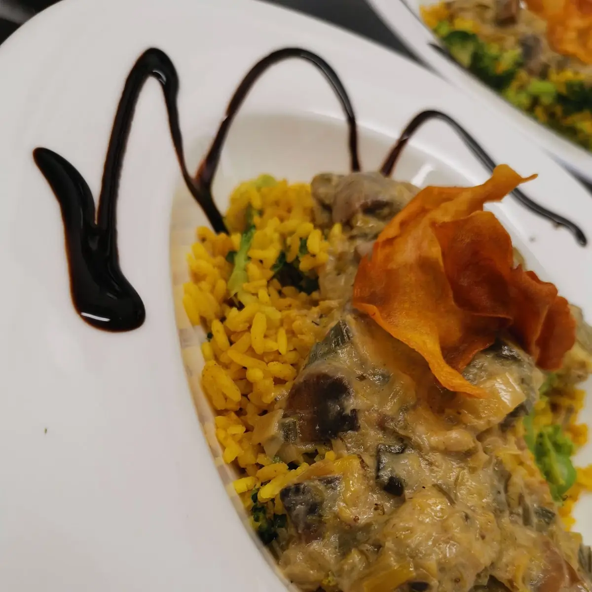 Curryreis Mit Pilzlauchcreme