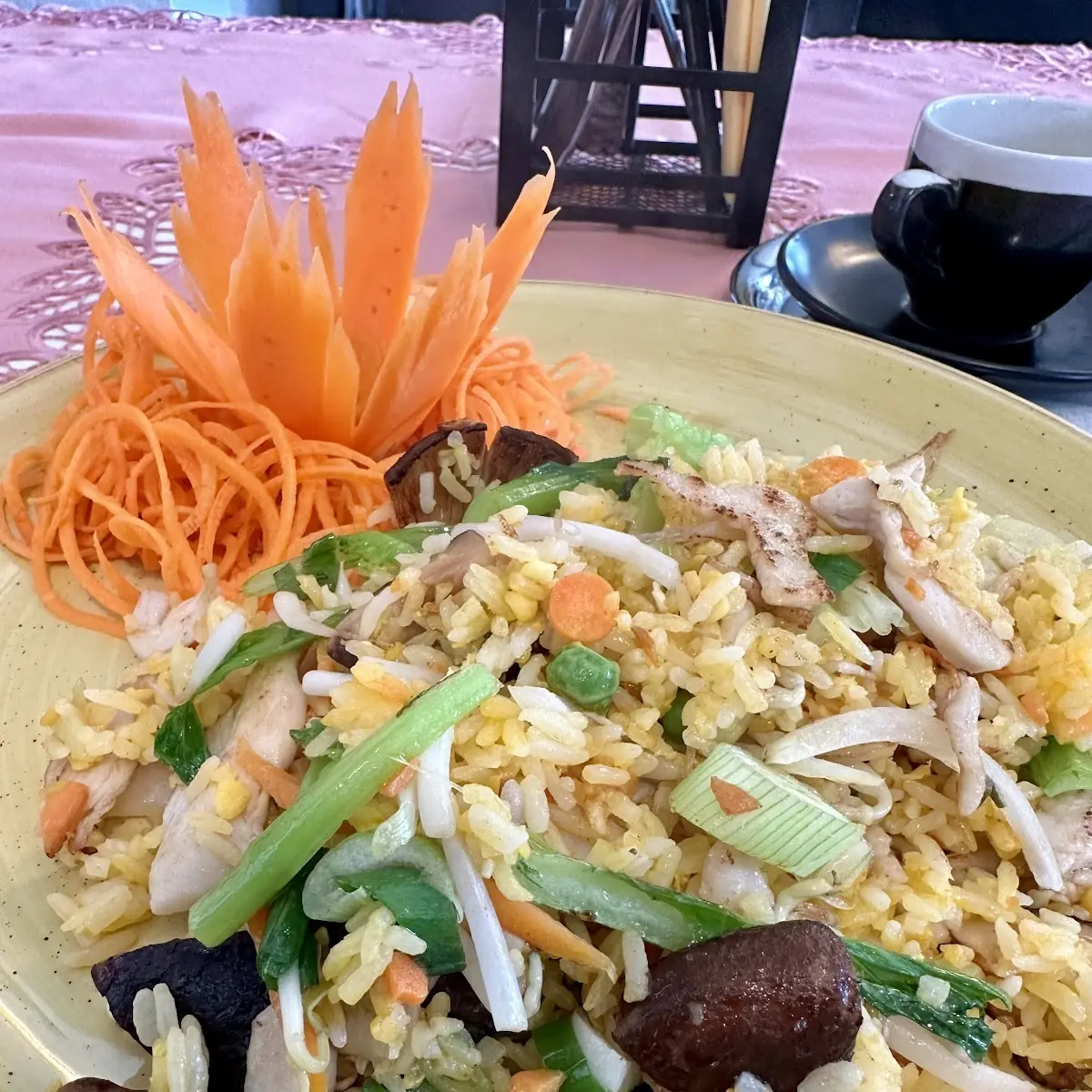 Fried Rice with Crispy Skin Duck and Vegetables