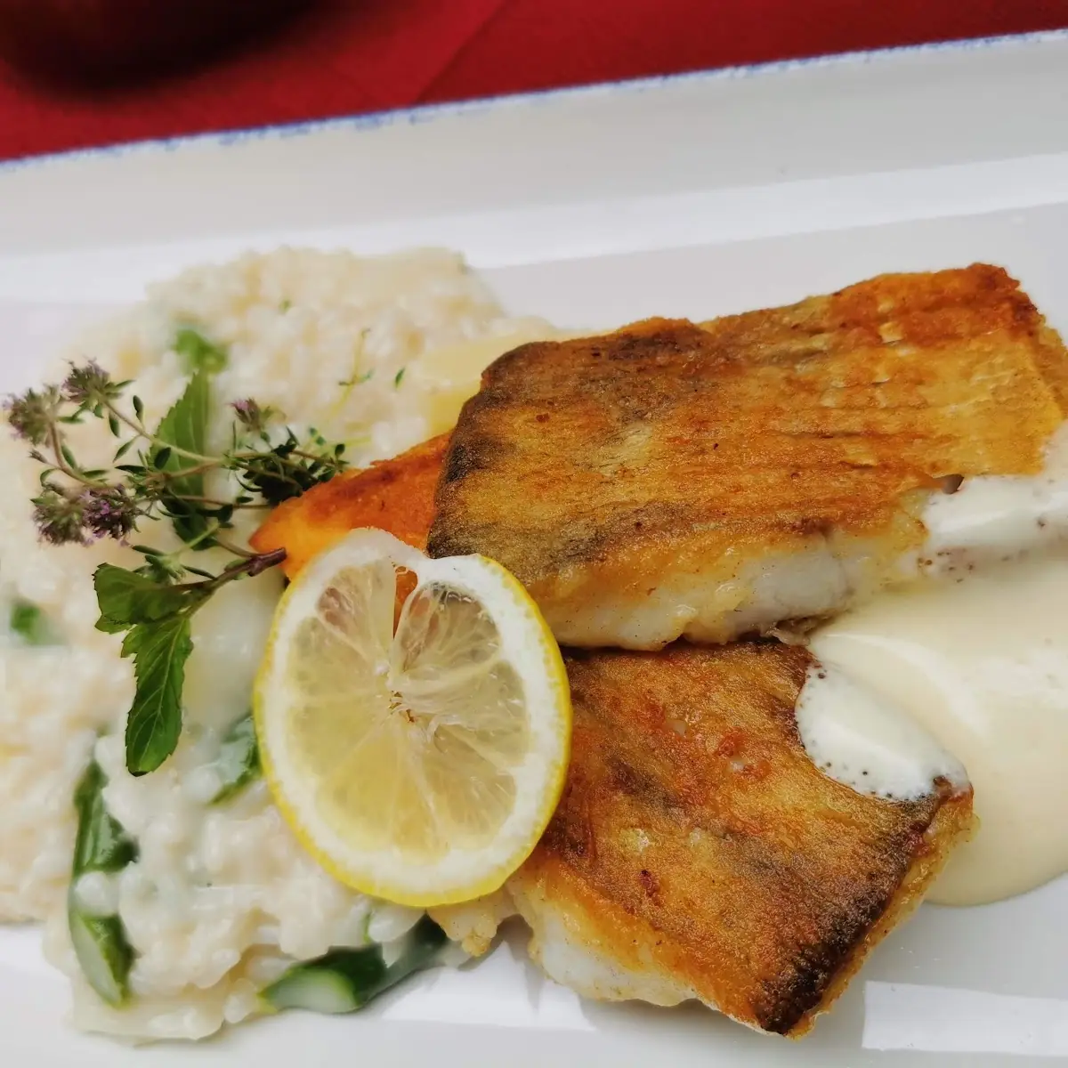 Gebratener Zander Mit Spargelrisotto