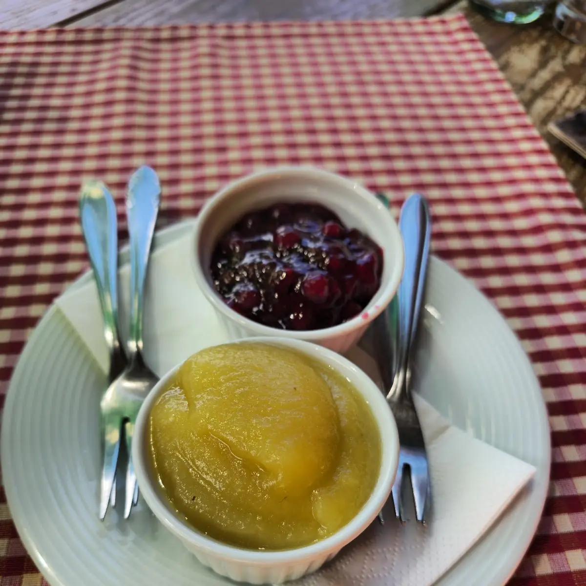 Apfelmus Und Preiselbeeren