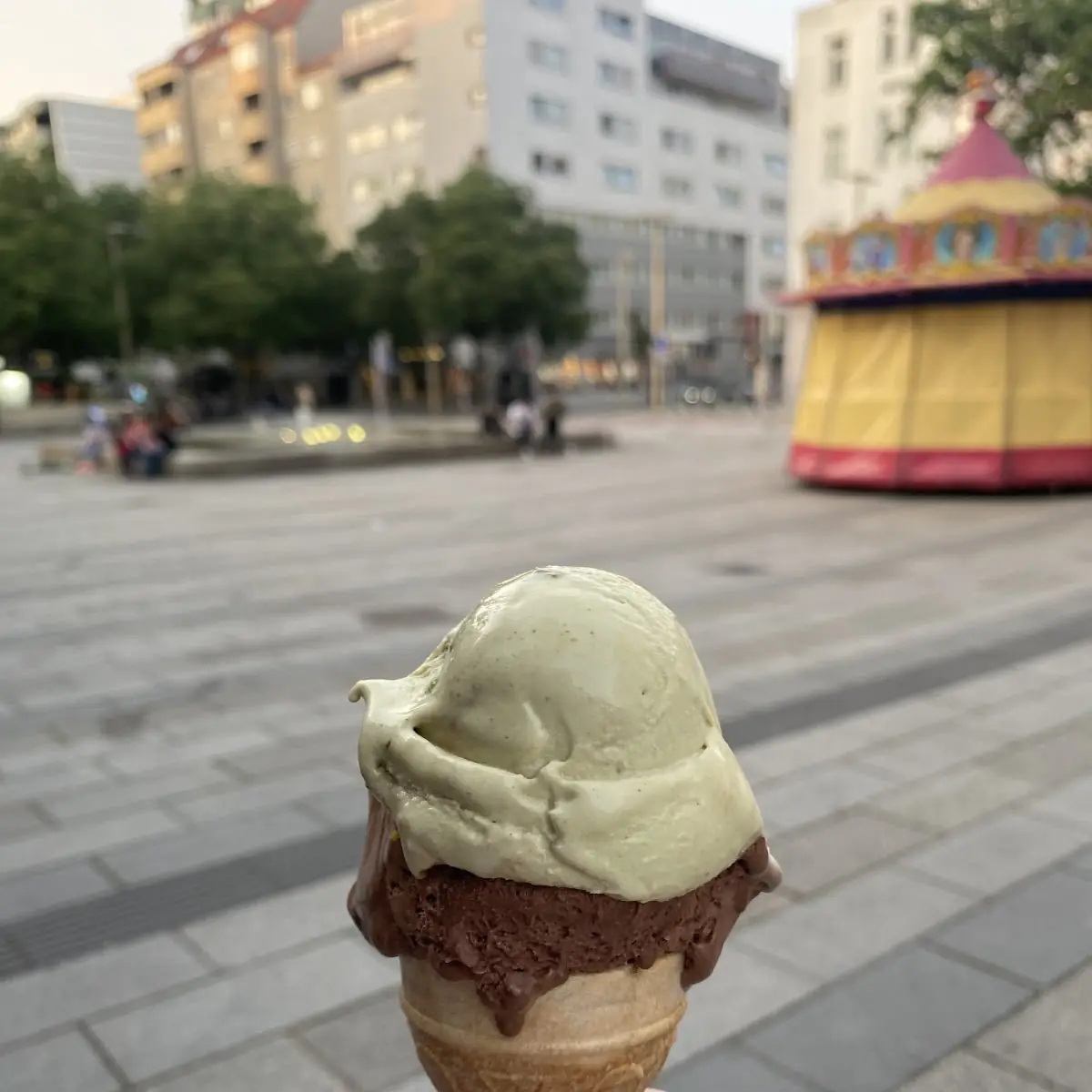 Eiscreme Pistazien Und Schokolade