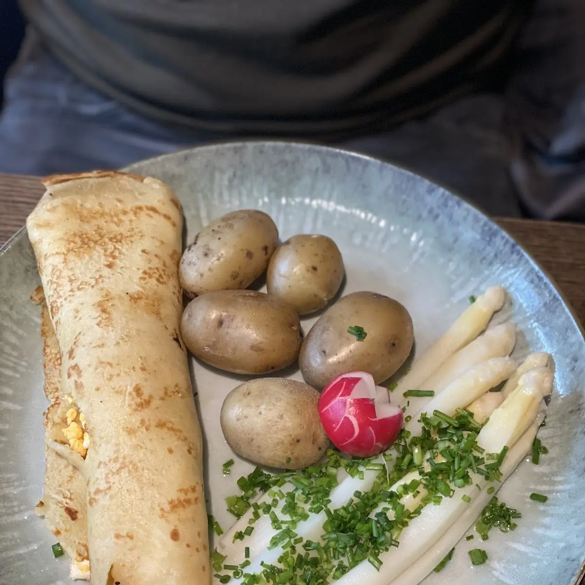 Spargel Crepe Rührei Kartoffel