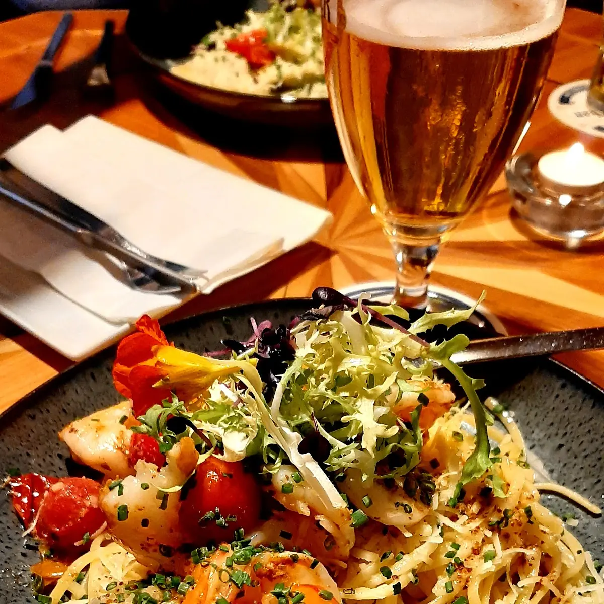 Gegrillte Garnelen Spaghetti Und Knoblauch