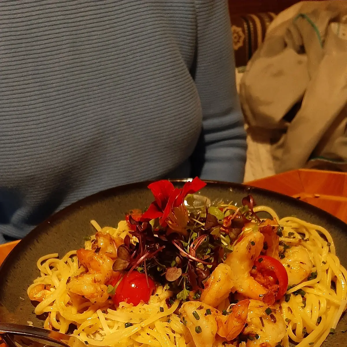 Spaghetti Mit Gegrillten Garnelen