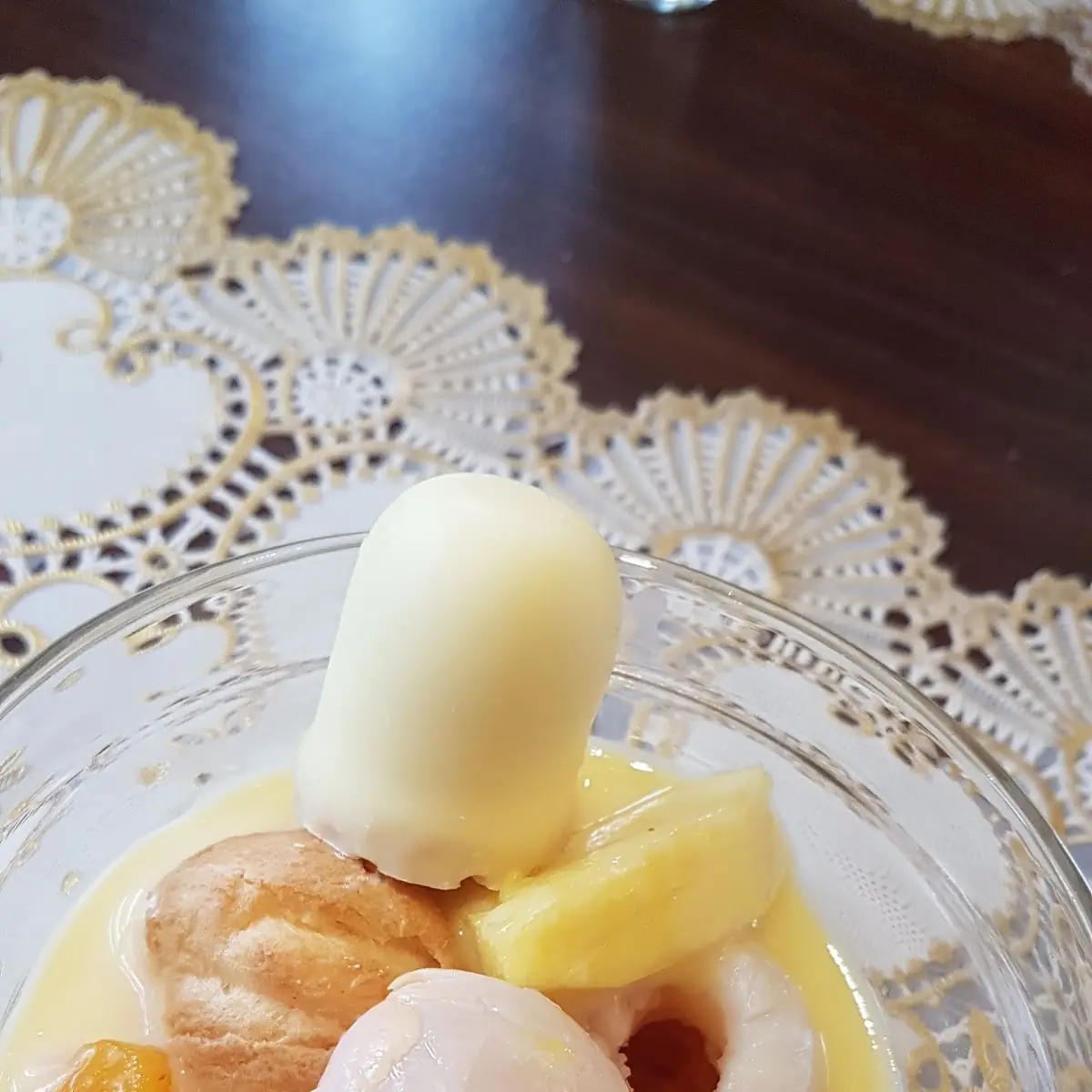 Nachspeisse Lycheefrzcht Vanille Buding