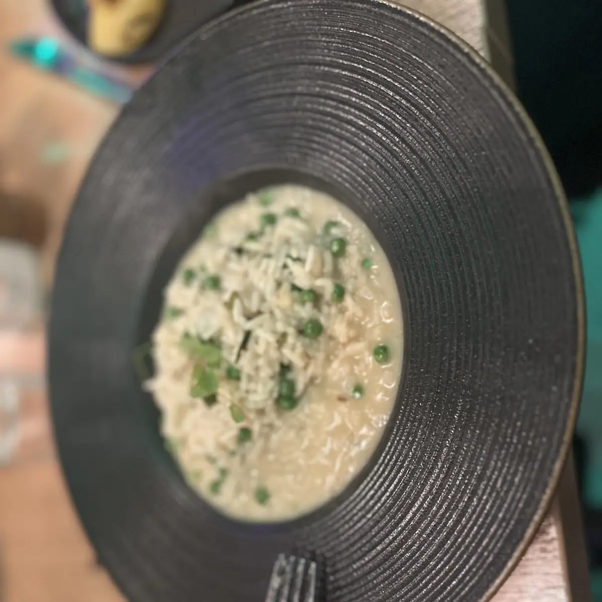 Erbsen Jungzwiebel Risotto