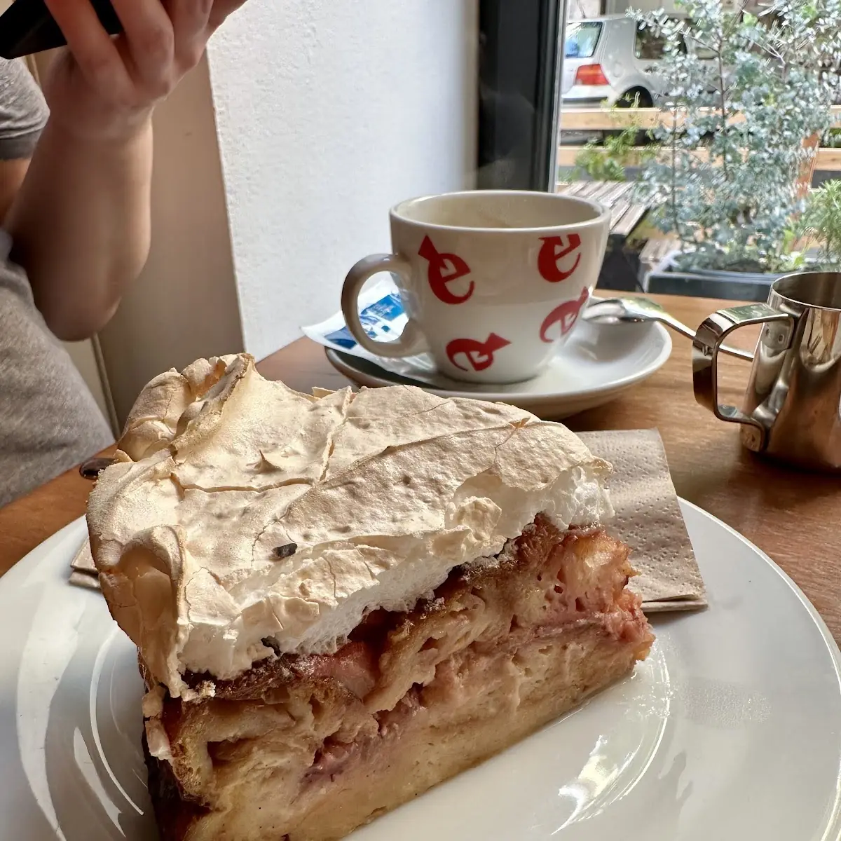 Strawberry Rhubarb Meringue Cake