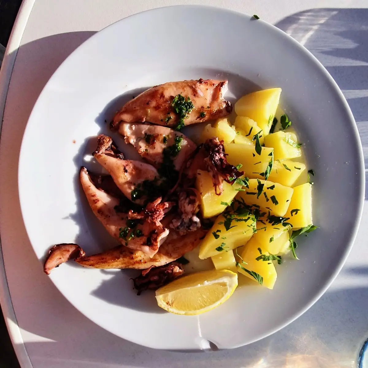 Calamari Vom Rost Mit Erdäpfel Und Salat