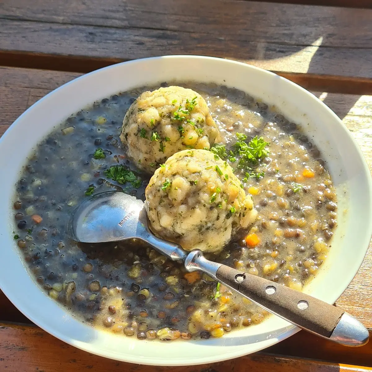 Linsen Mit Veganen Knödel