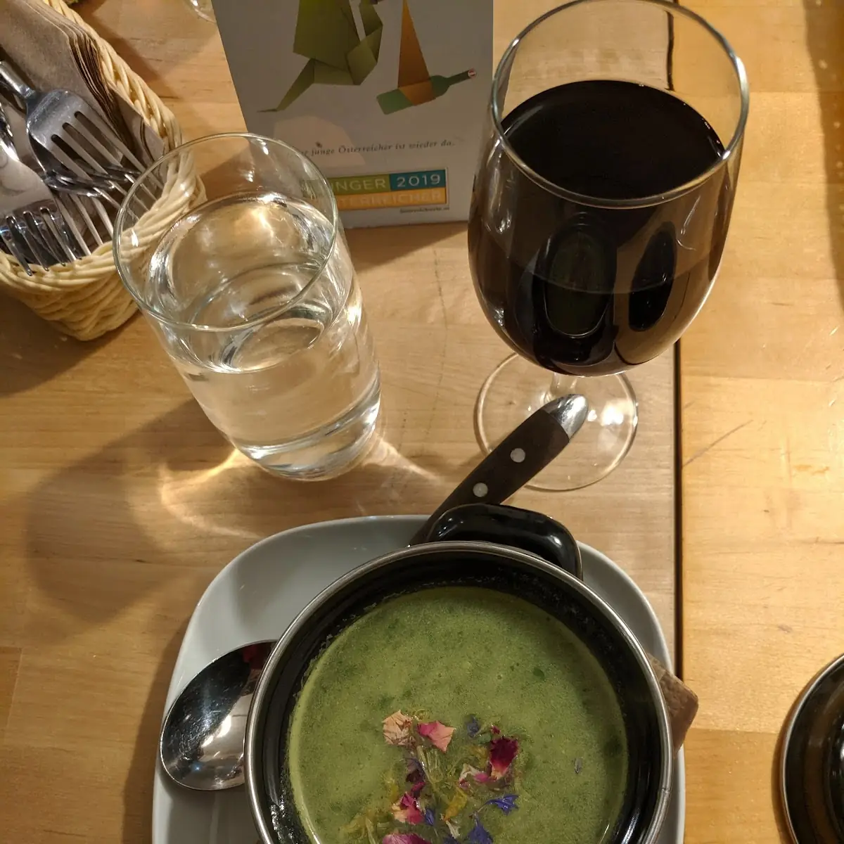 Suppe Mit Grün Und Einen Blume