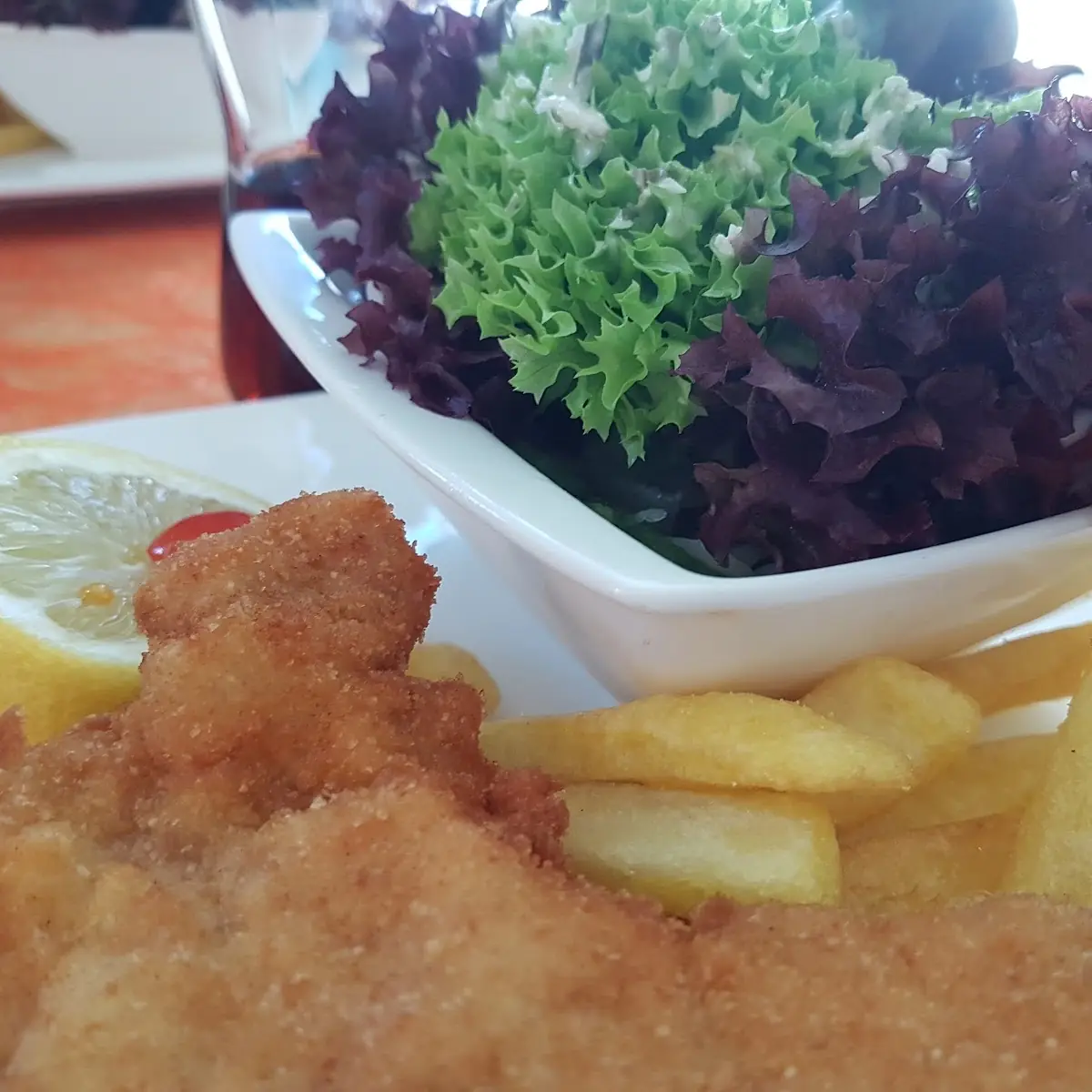 Schnitzel Mit Pommes Und Salatteller