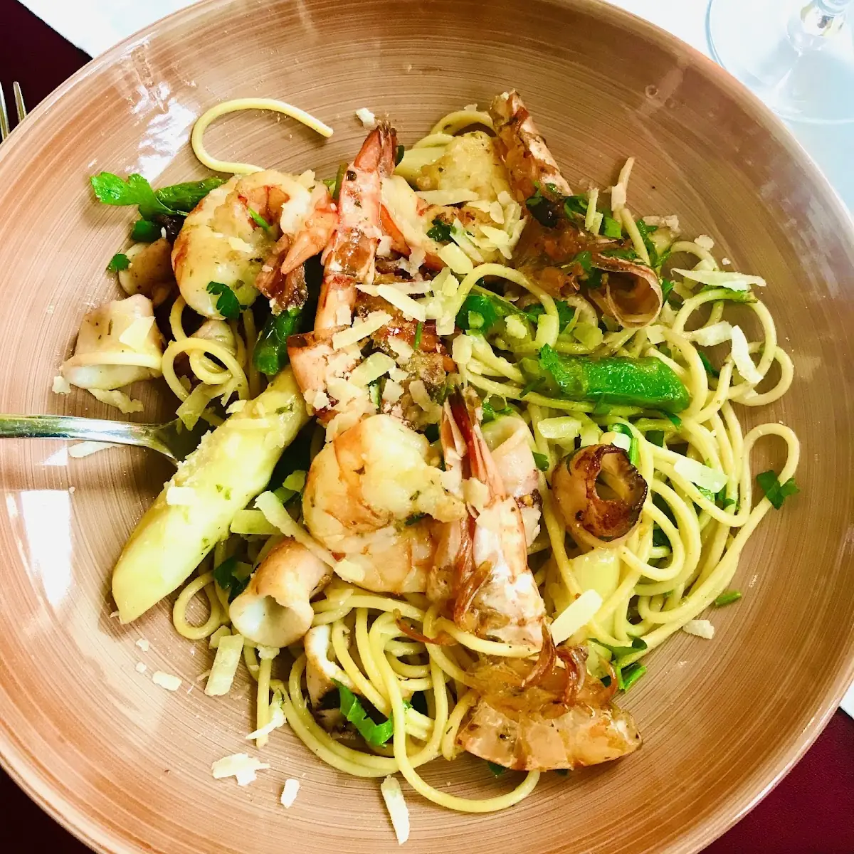Tagliatelle Con Gamberi E Rucola Schmale Bandeiernudeln