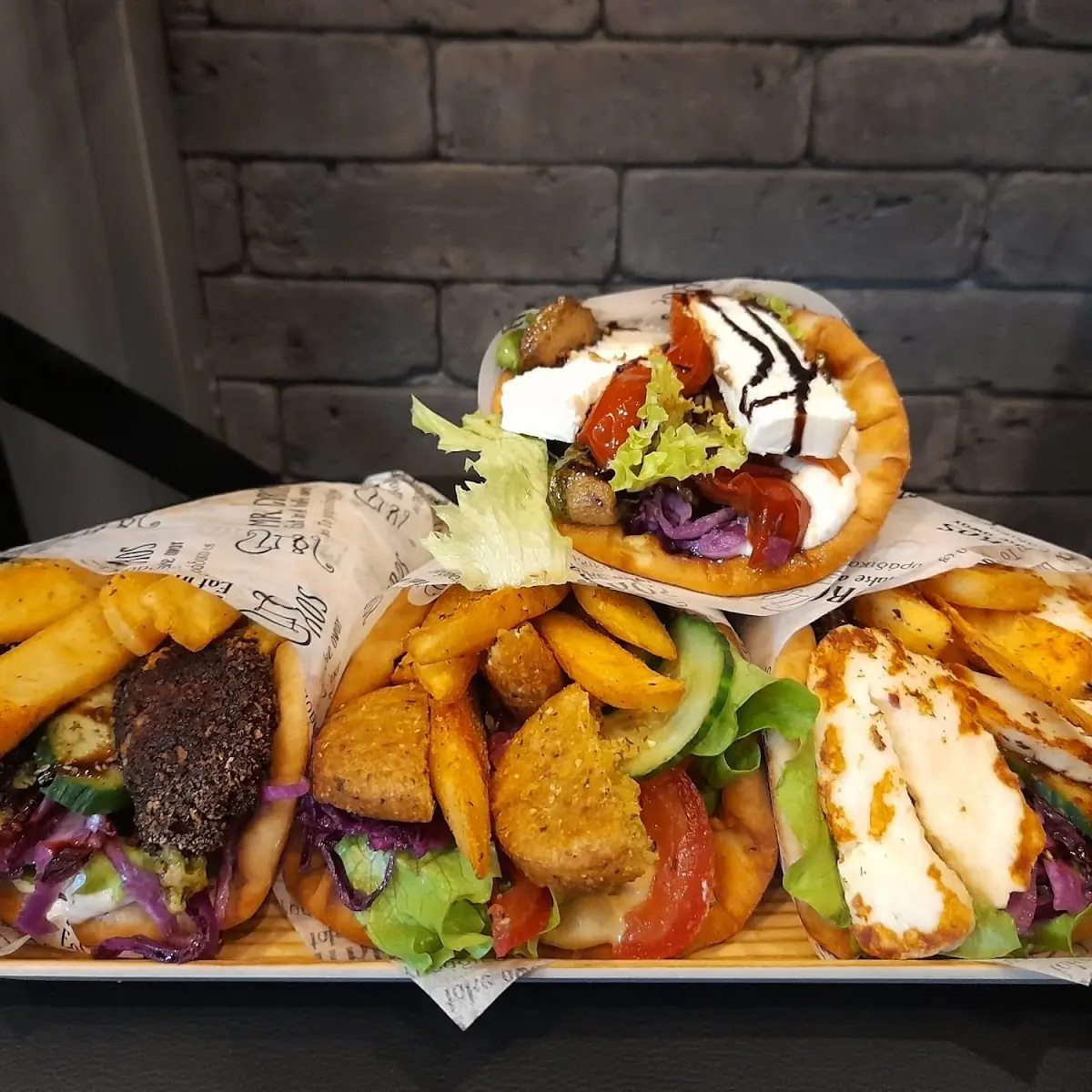 Zucchini Ball Hallumi Felafel Pita Feta With Vegetables