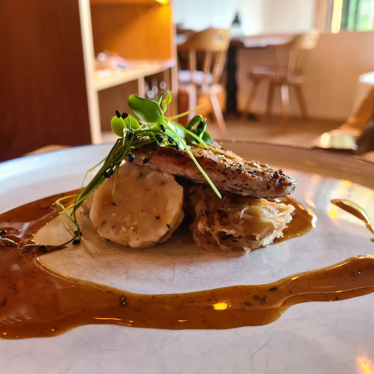 Loin Of Duroc Pork By Sepp Mayer From Bischofshofen With Thyme JuS & Sauerkraut