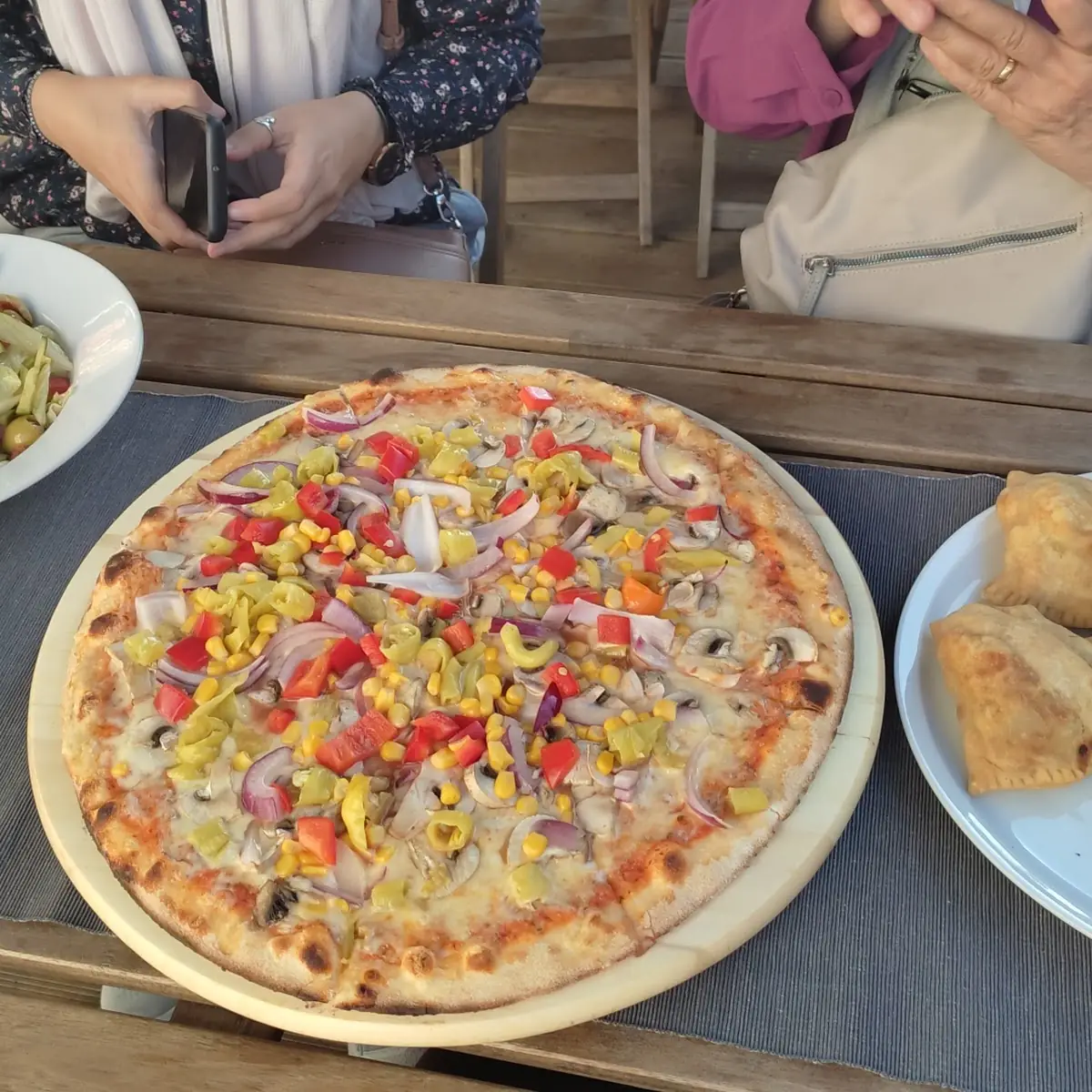 Vegetarian Pizza Greek Salad Samosa