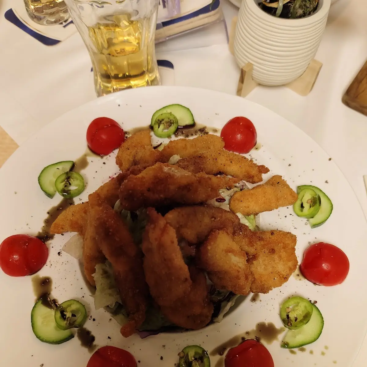 Salat Mit Panierten Hühnerstreifen